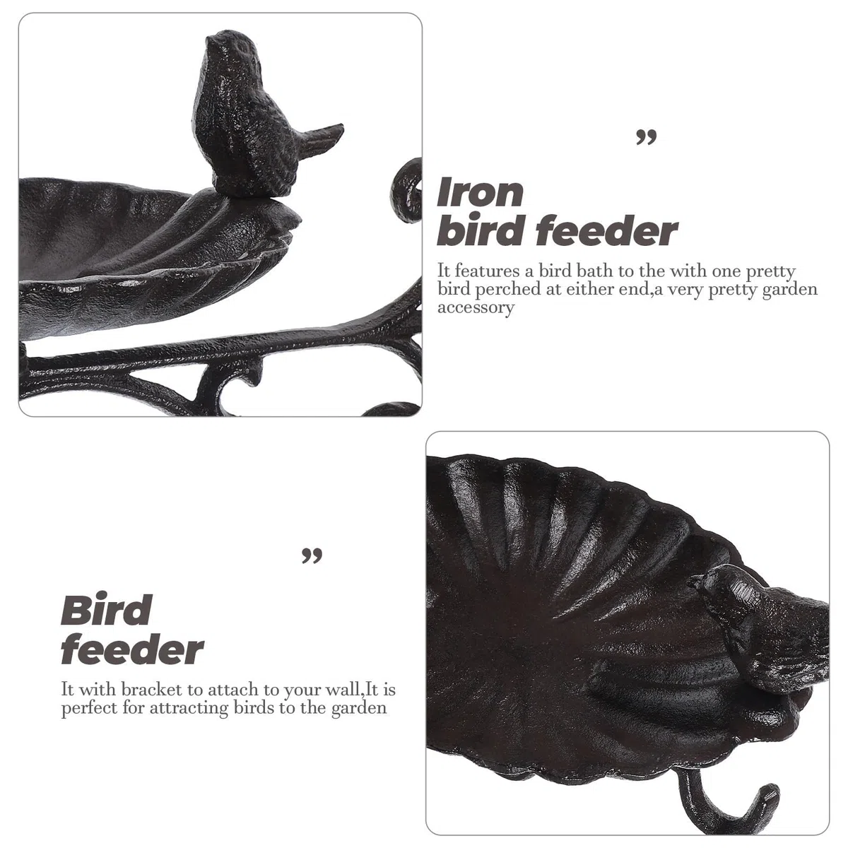 Gancio da Parete in Ferro Nero per Mangiatoio Uccelli, Staffa Resistente per Uso Esterno, per Giardino e Cesti Appesi Decorativi