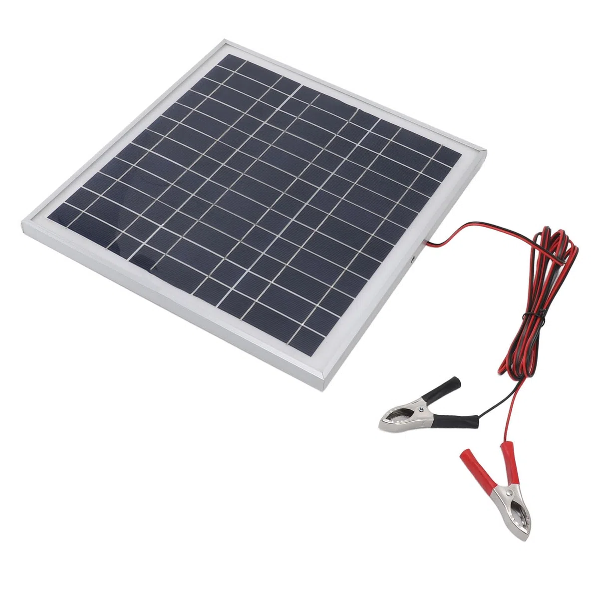 Pannello solare portatile Sunicon da 50 W, pannello solare in silicio monocristallino con telaio in alluminio con cavo da 9,8 piedi DC 18 V Clip per batteria rosse e nere per,
