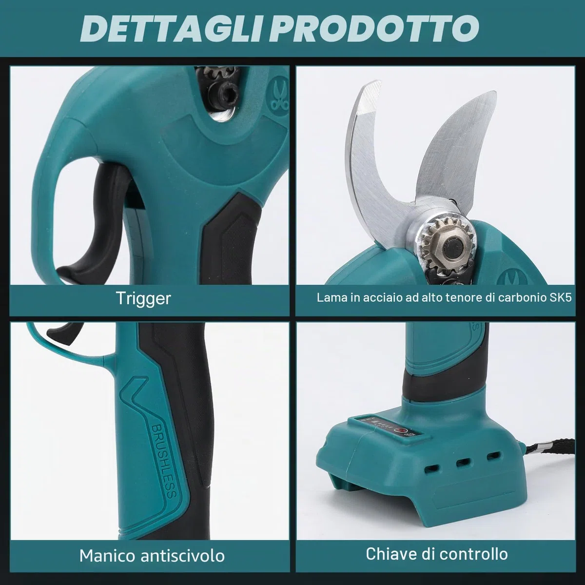 Cesoie Senza Filo compatibili con Makita 18V, Diametro Taglio Massimo 45mm, Motore Senza Spazzole 1500W, Pale SK5, Forbici da Giardino Elettrico per Giardino e Tagliente d'albero (Senza batteria)