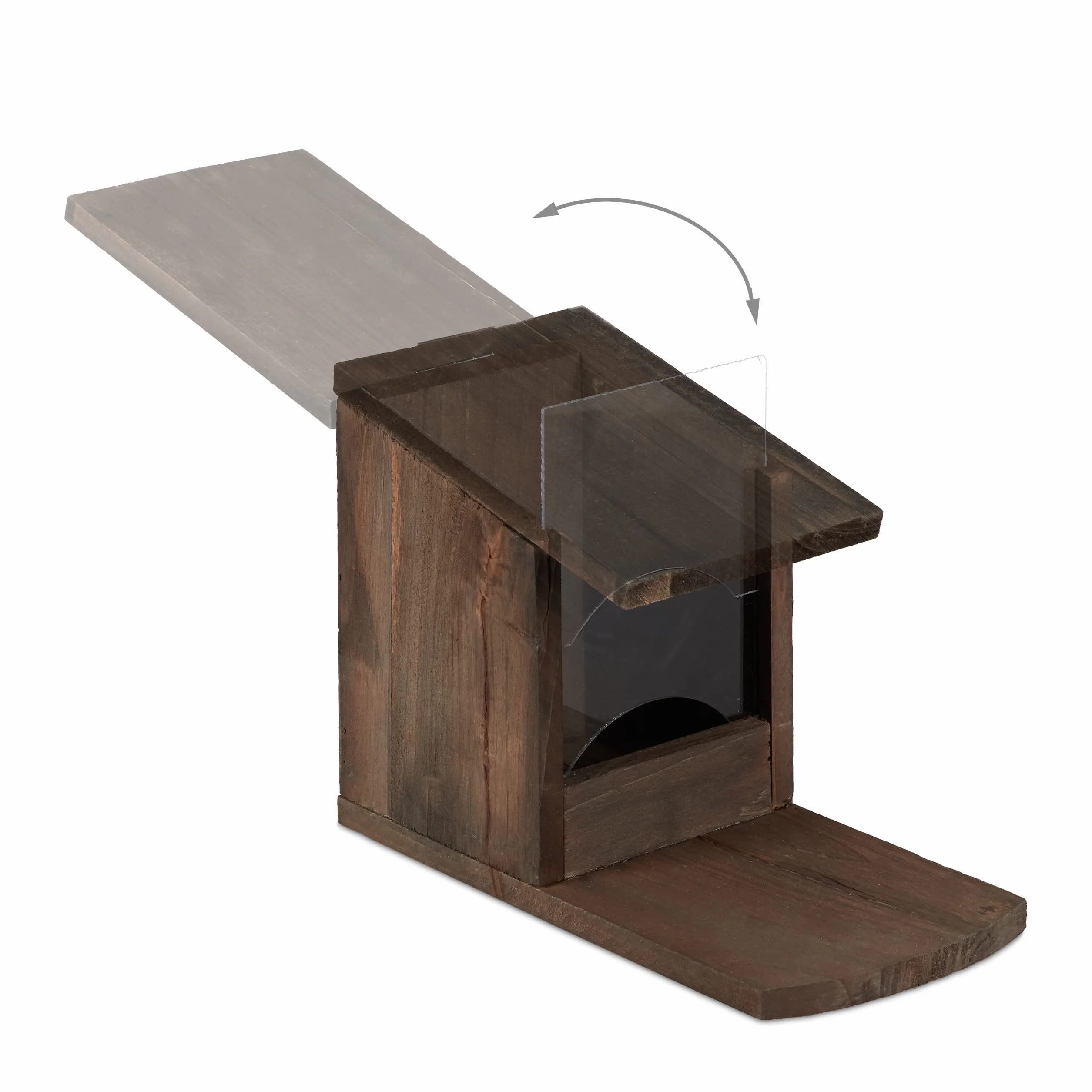 Relaxdays Mangiatoia per Scoiattoli, Autoportante, in Legno, HxLxP: 17,5 x 12 x 25 cm ca. Colore Marrone Scuro