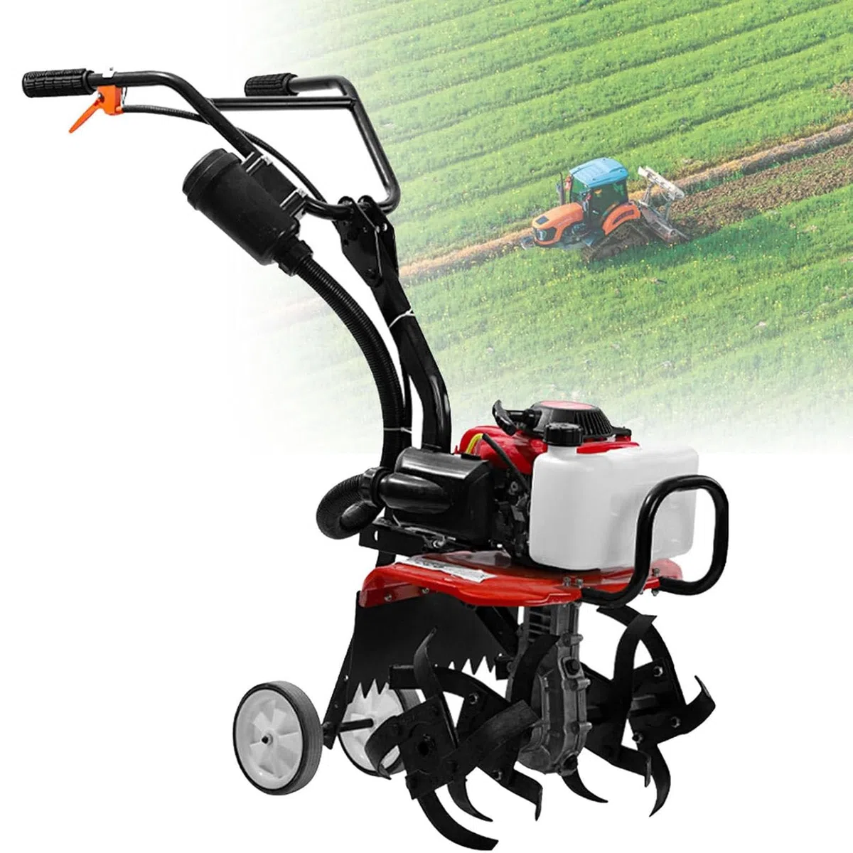 Motozappa 4 tempi 55cc,potenza 2.2KW,larghezza di lavoro 400mm,profondità di lavoro 200mm,per Orto Fioriera Lavorazione di Campi,Velocità di rotazione 10500 giri/min