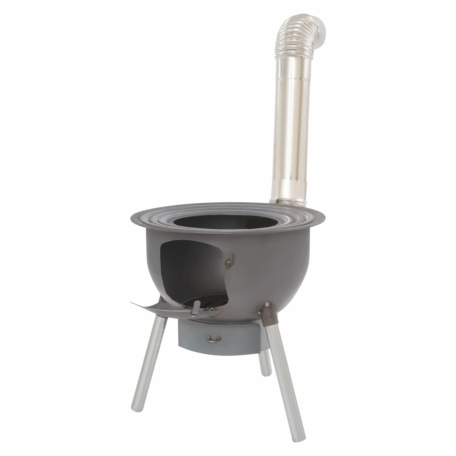 Stufa a legna per esterni con griglia, braciere da campeggio in acciaio, fornello portatile per giardino, campeggio, terrazza, picnic