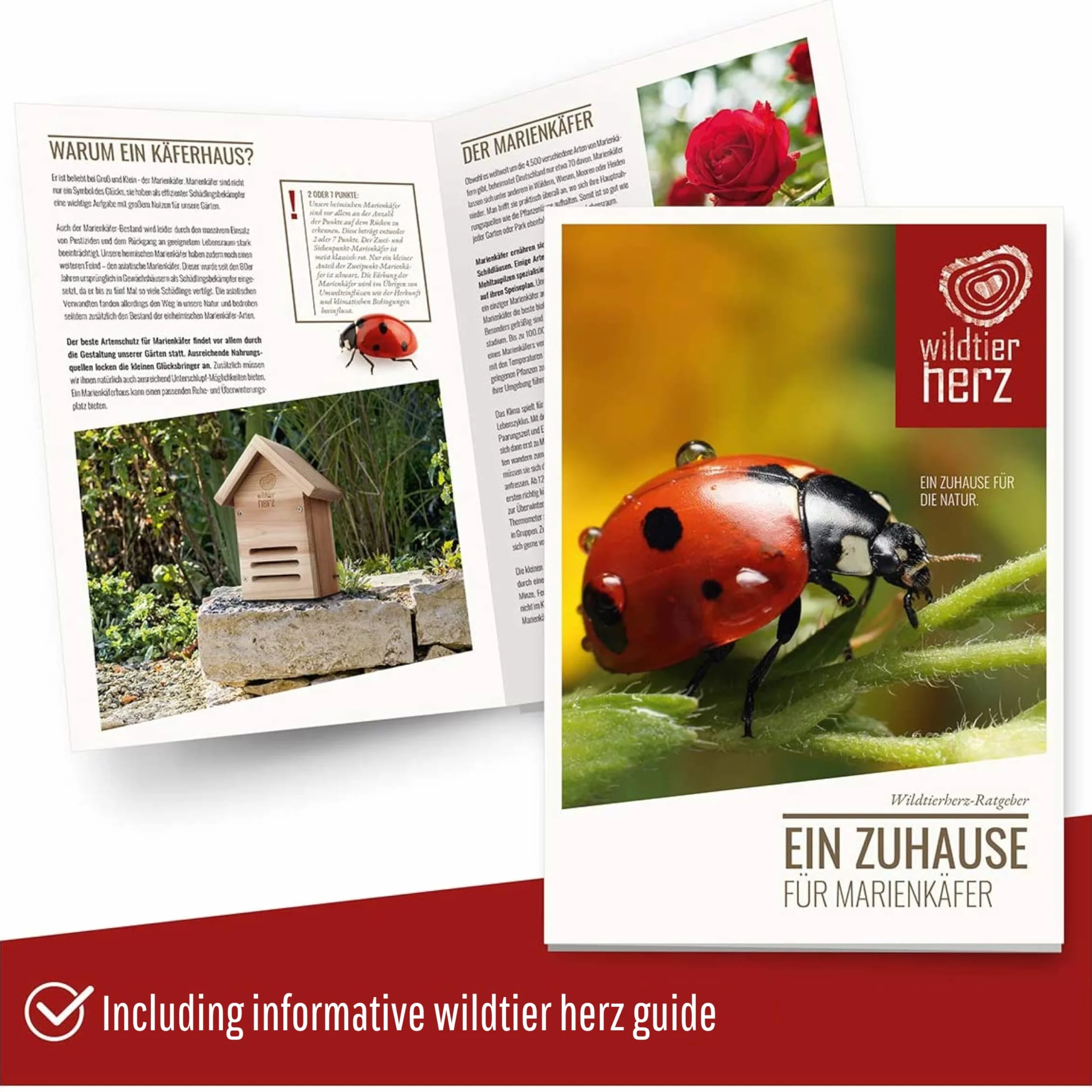 Wildtier Herz | Casetta per Coccinelle - Hotel per Insetti e Nido per Coccinelle - Con Prese d'Aria e Resistente alle Intemperie - In Legno Massello - Dimensioni:23x17x12 cm