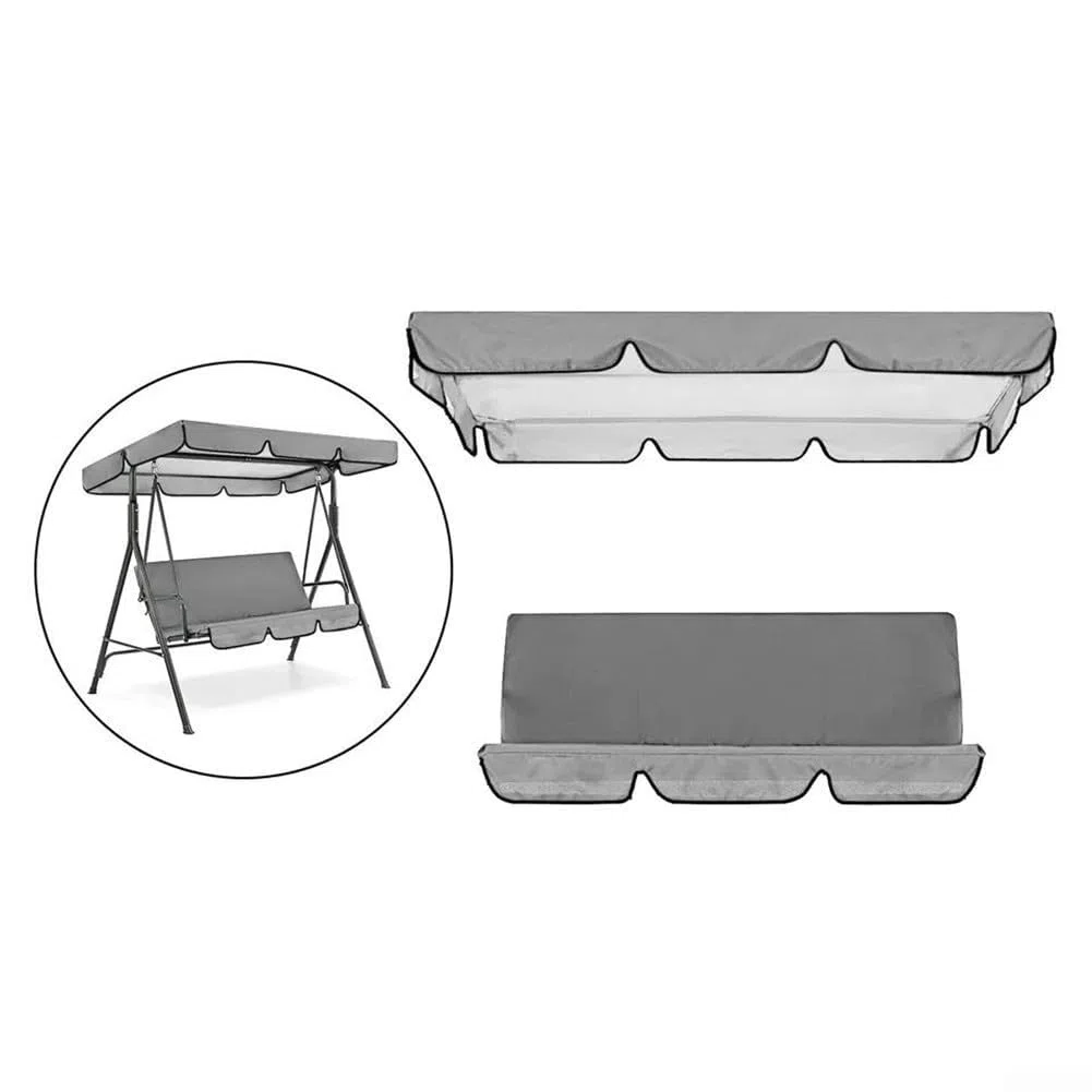 Set di Copertura di Ricambio per Dondolo da Giardino, 3 posti, Impermeabile, in Tessuto Oxford 210D, Copertura per Sedia a Dondolo (Grigio, 164 x 114 x 15 cm)