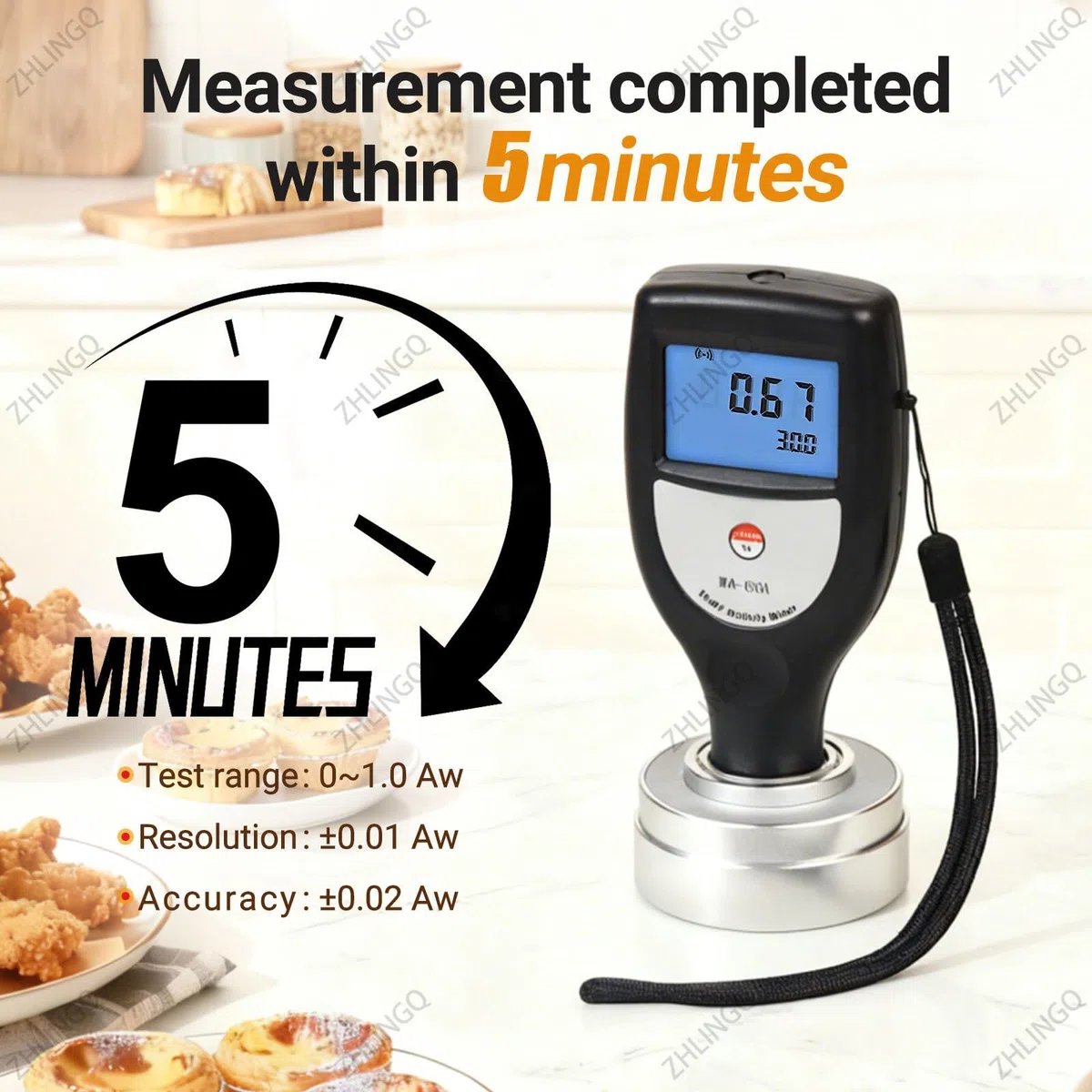 Misuratore di attività dell'acqua, tester portatile AW con LCD retroilluminato, precisione 0,02 aw per test di laboratorio alimentare e sul campo, USB+Bluetooth