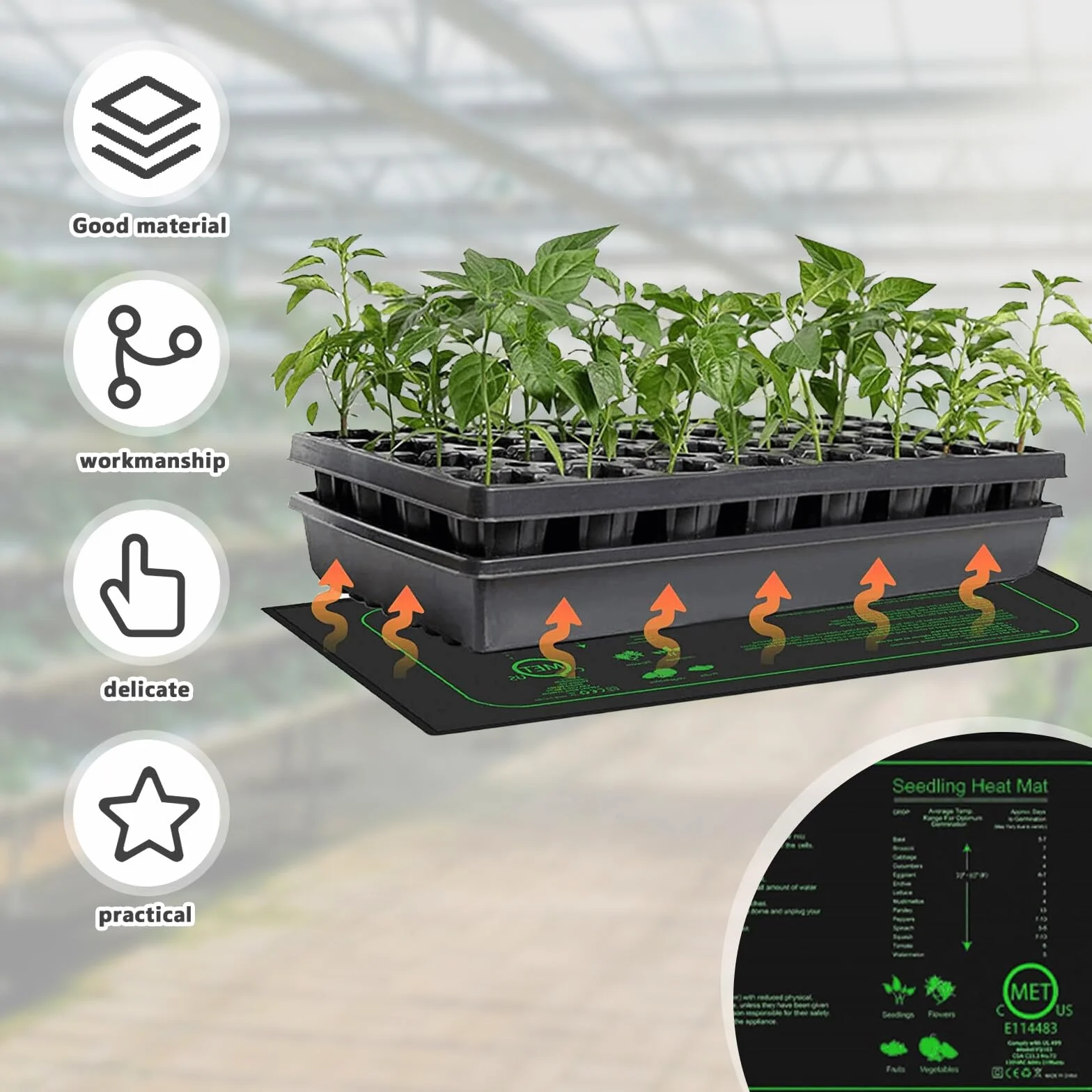 Leikurvo - Tappetino riscaldante per piante, termotappeto per germinazione dei semi e animali domestici, 21W con termostato, temperatura Reptil Dragon riscaldamento rapido, sicuro e durevole 25 * 52,5