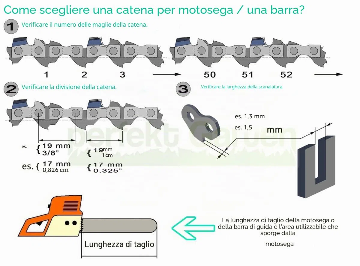 35 cm / 1,3 mm / 3/8" / 50 TG Barra guida + 4 catene compatibili con Stihl MS 171 MS 181 MS 211