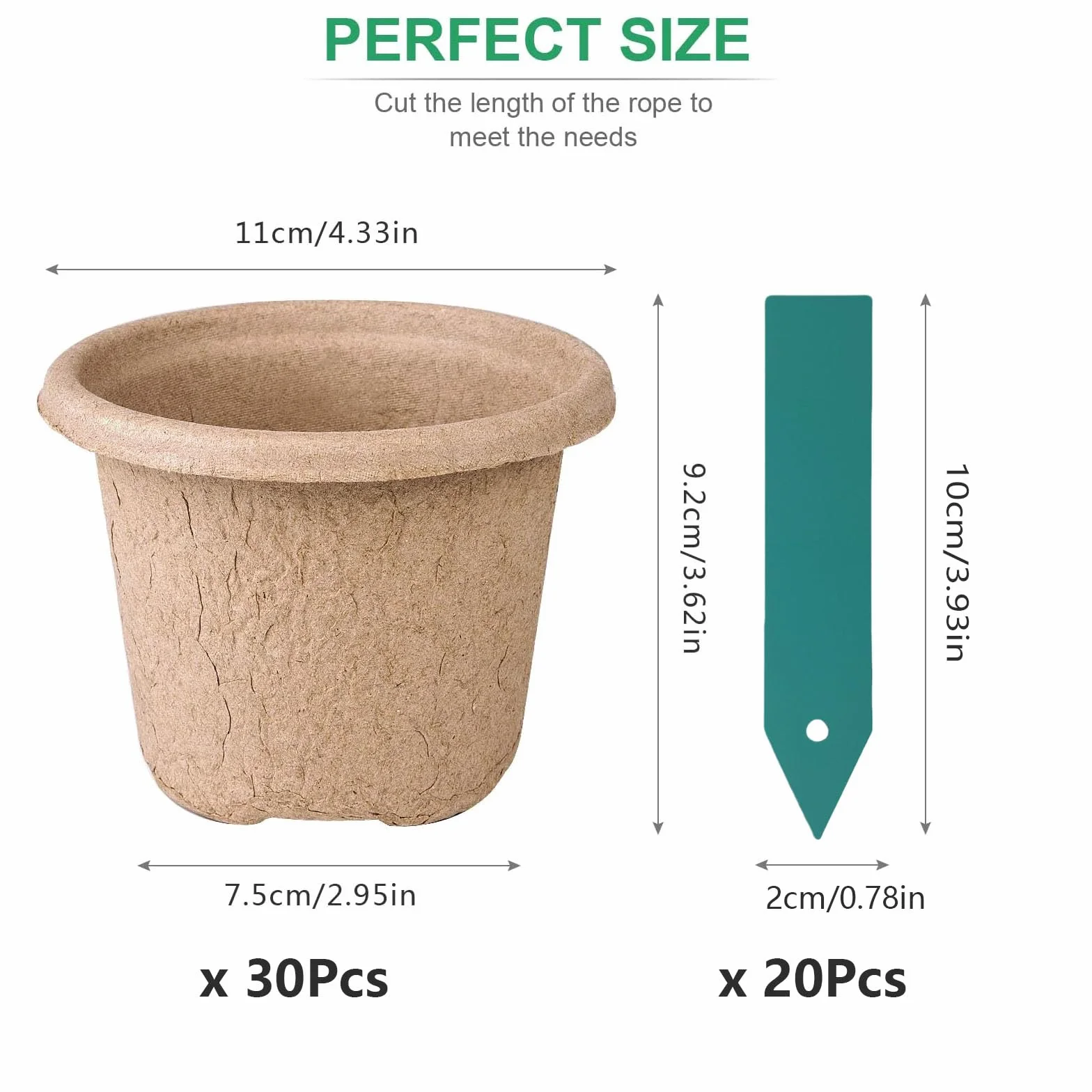 30 vasi da coltivazione smontabili, 11 cm, con 20 pennarelli in plastica