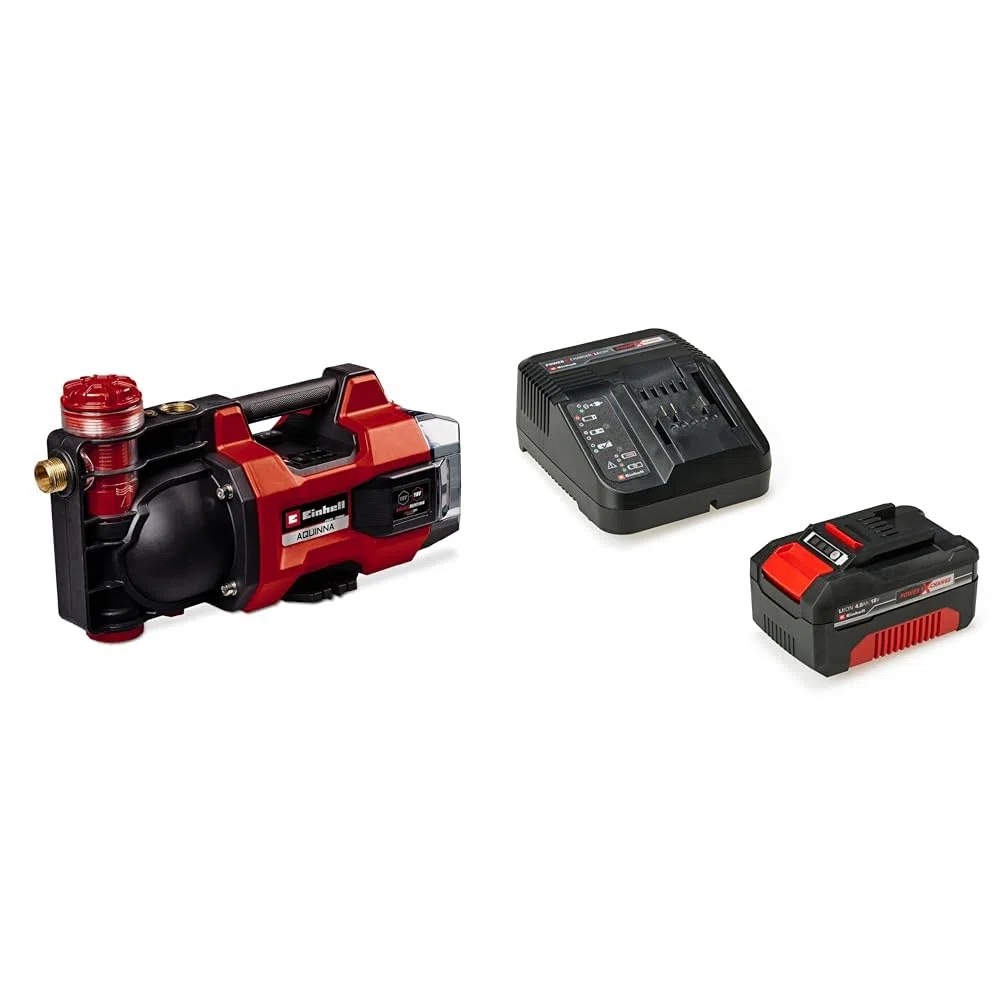 Einhell AQUINNA 18/30 F LED Power X-Change + Einhell 4512042 Starter Kit 4,0 Ah con batteria e caricabatterie Power X-Change, Li-Ion, 18 V, Tempo di ricarica 75 minuti