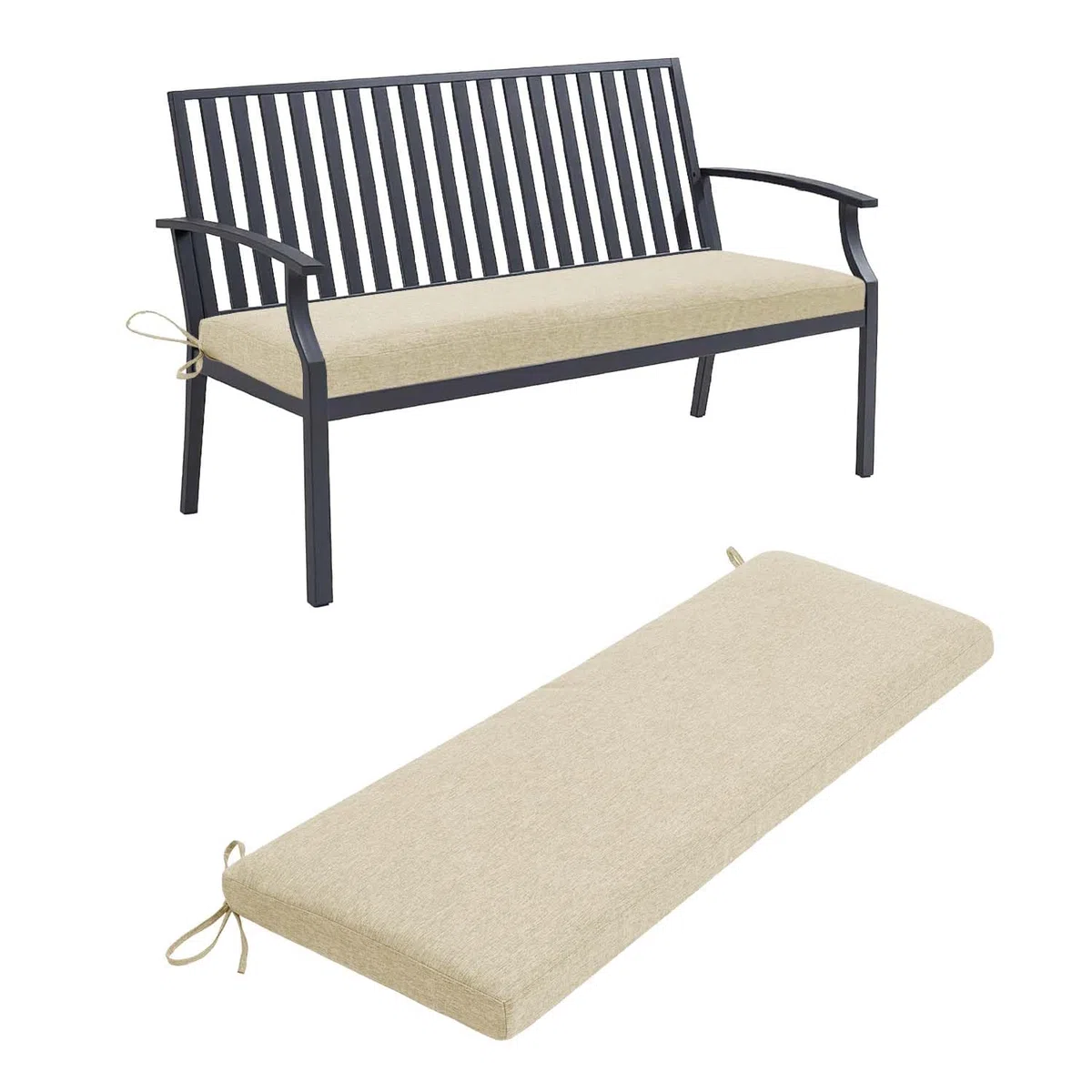 Generico Cuscini Imbottiti per Panche da Esterno/Interno - Davanzale, Ingresso, Scarpiera Panca, Giardino, Terrazza Sedie Cuscini, Com Fodera Rimovibile e Fondo Antiscivolo,Beige,110x50x5cm