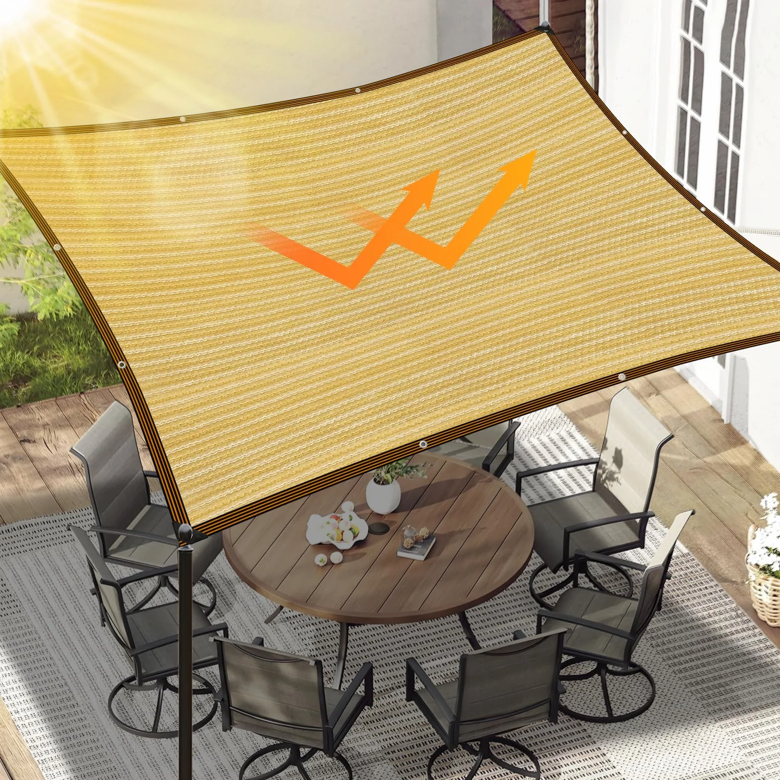 Rete ombreggiante da 1 x 3 m con fori, adatta per serre, gazebo, giardini, serre, polli, esterni, beige