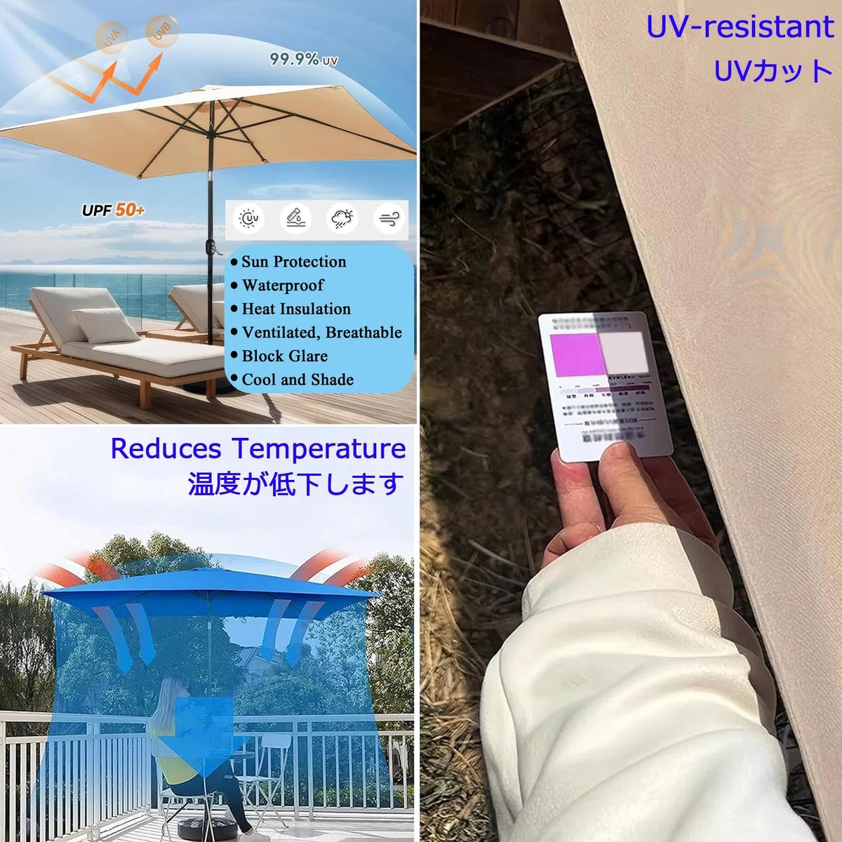 Rechange Telo Per Ombrellone 2x2 2x3m 2.5x2.5m 3x3m, Impermeabile, ProtezioneUV Traspirante, Copertura In Tessuto Di Ricambio, Tessuto Vela Di Sostituzione Parasole Da Giardino(Beige,2.5X2.5m)