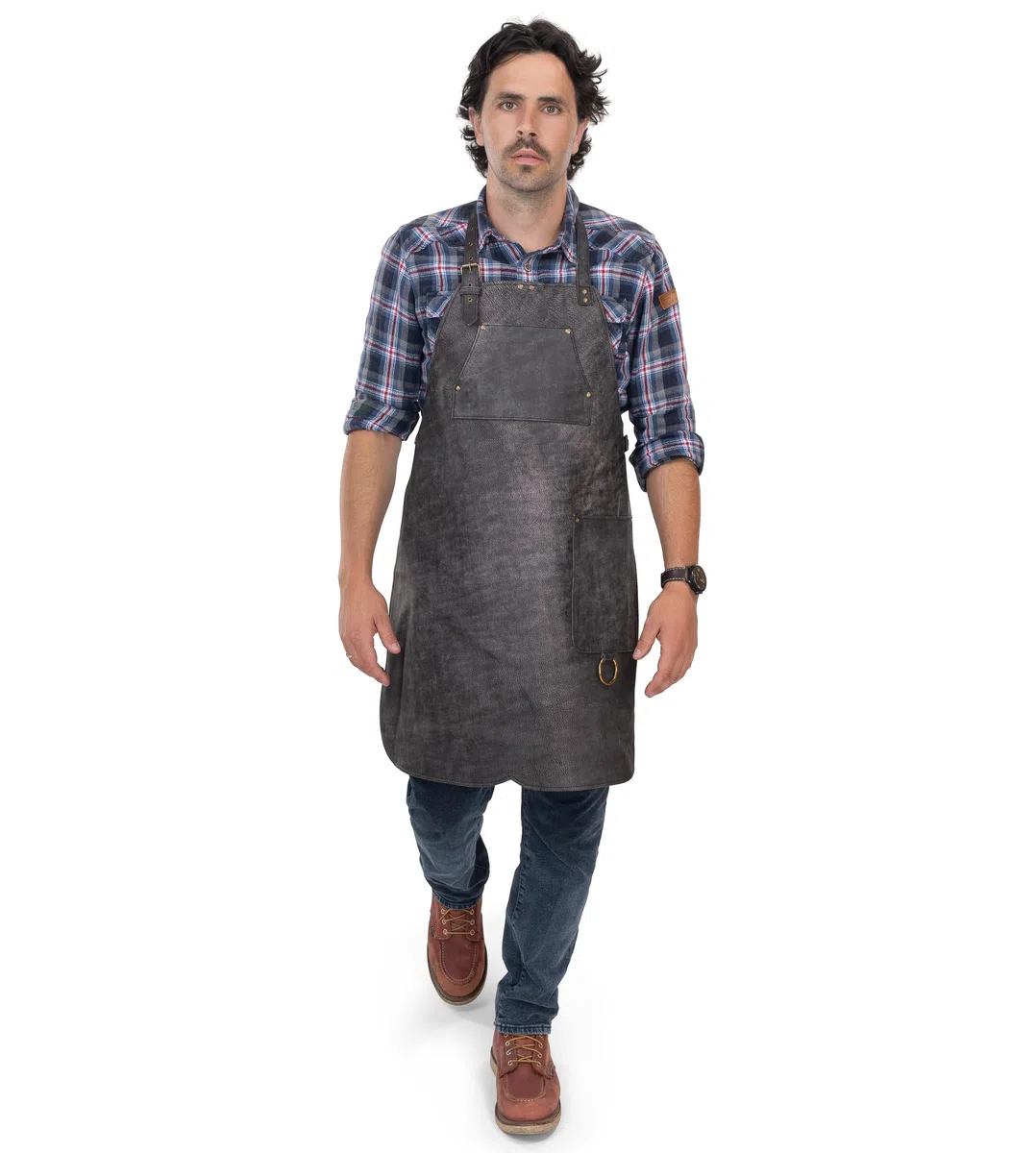 Angus Stoke Grembiule in pelle per barbecue - Grembiule in pelle pieno - Grembiule in pelle vintage - Grembiule per BBQ e cucina - Henry, marrone, Taglia unica