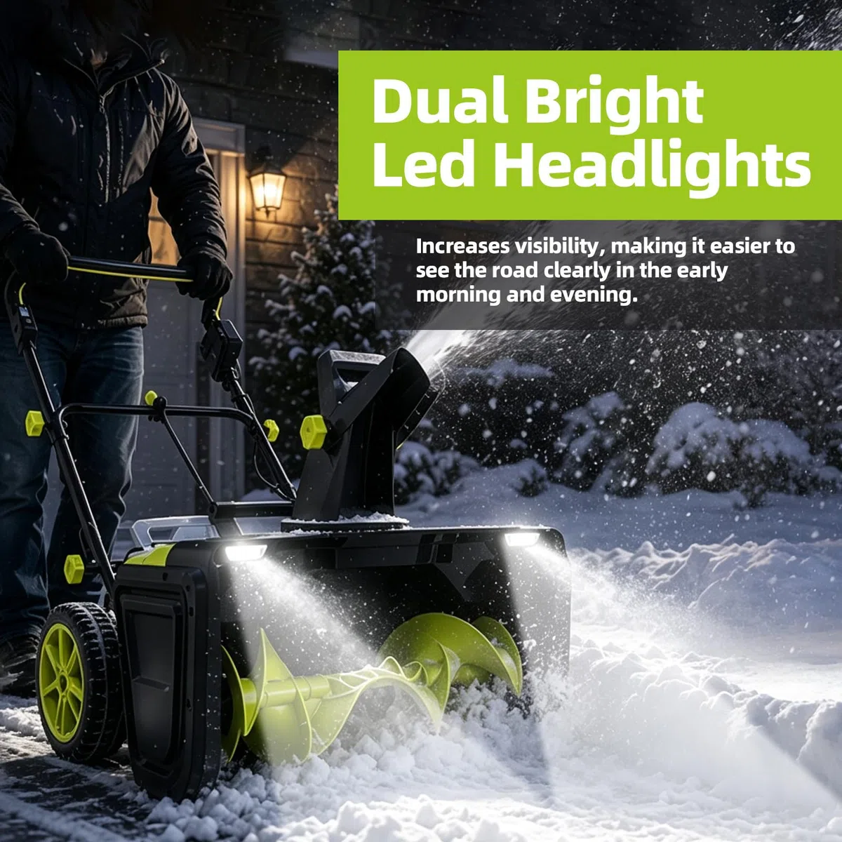 Spazzaneve a Batteria 40V al Litio, Pala da Neve Elettrica con Motore Brushless 3500W, Larghezza 50cm, Lancio Neve 7,6m per Giardino,Vialetto e Ingresso Casa 2Batteries