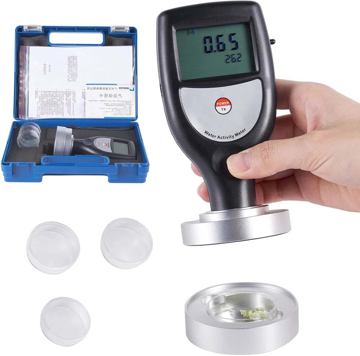 Misuratore di attività dell'acqua, tester portatile AW con LCD retroilluminato, precisione 0,02 aw per test di laboratorio alimentare e sul campo, USB+Bluetooth