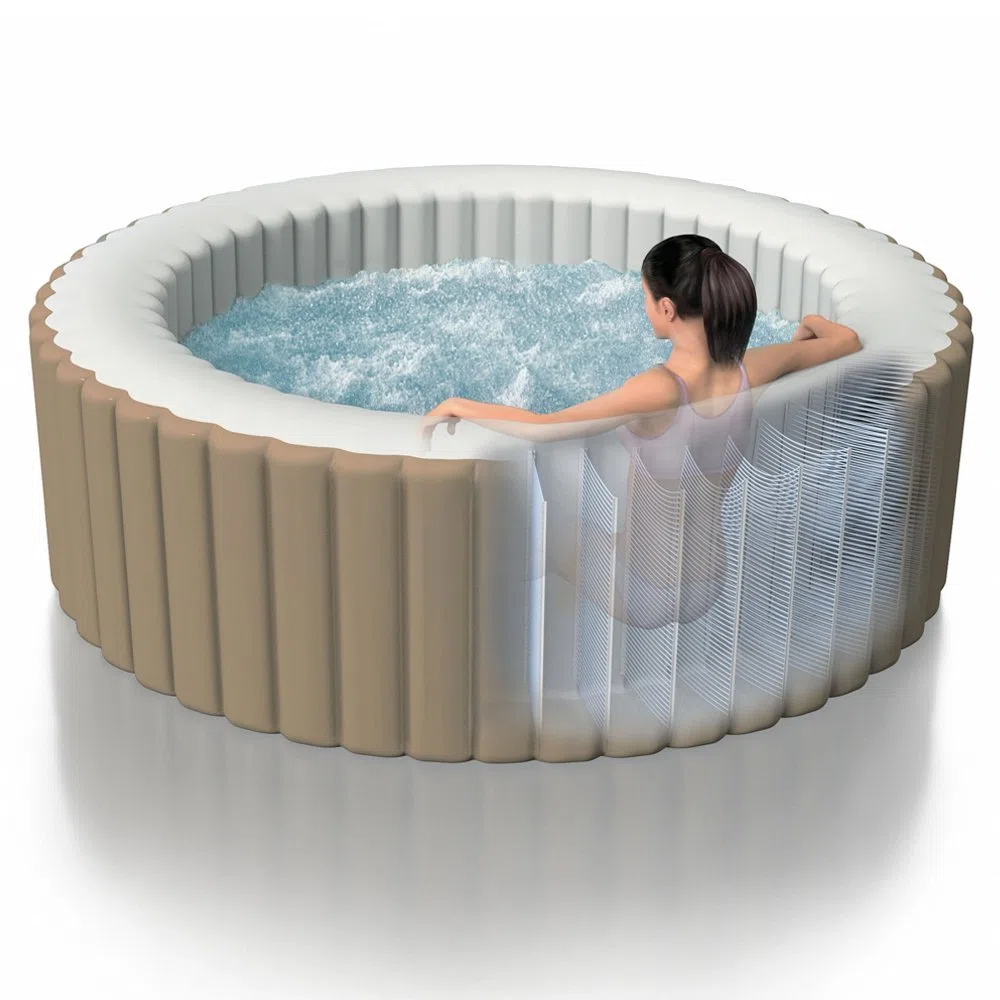 Intex 28404 - Pure Spa Bubble Therapy con Pompa, 795 litri, Riscaldatore e Sistema Purificazione Acqua, 196x71 cm, 4 Posti, Beige 2018