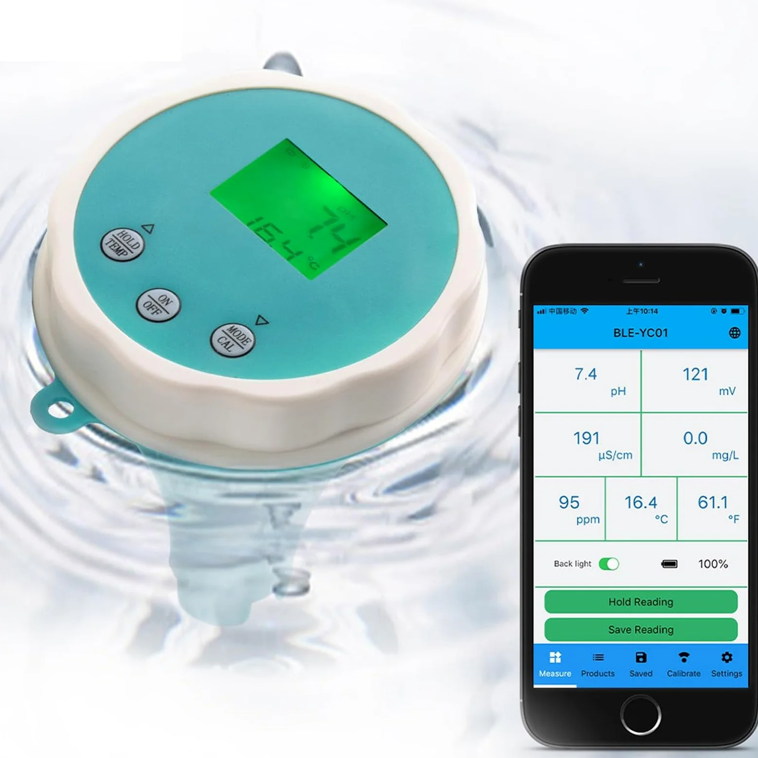 Misuratore di test dell'acqua – Tester Bluetooth per il monitoraggio del pH e del cloro in piscine, vasche idromassaggio e spa