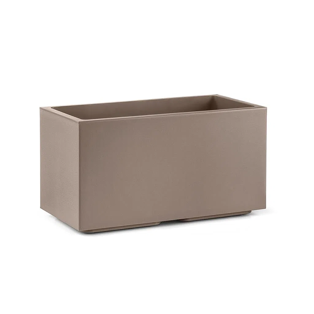Veca Garden Fioriera Rettangolare Matheria 80 cm, Vaso per Piante con Ruote e Riserva Acqua, Plastica Resistente, Avana