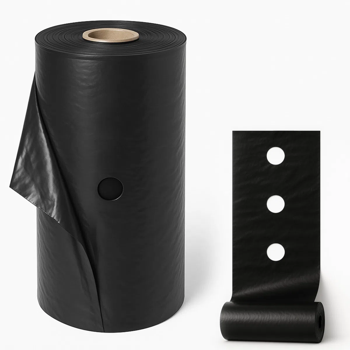 Maka Telo Nero Pacciamatura Orto Anti Erbacce Forato o Senza Fori Giardino Pacciamante Anti-UV Impermeabile all'Acqua Polietilene Spessore Film 5 Micron Cartone (0.9x50 Metri, Forato 40 cm)