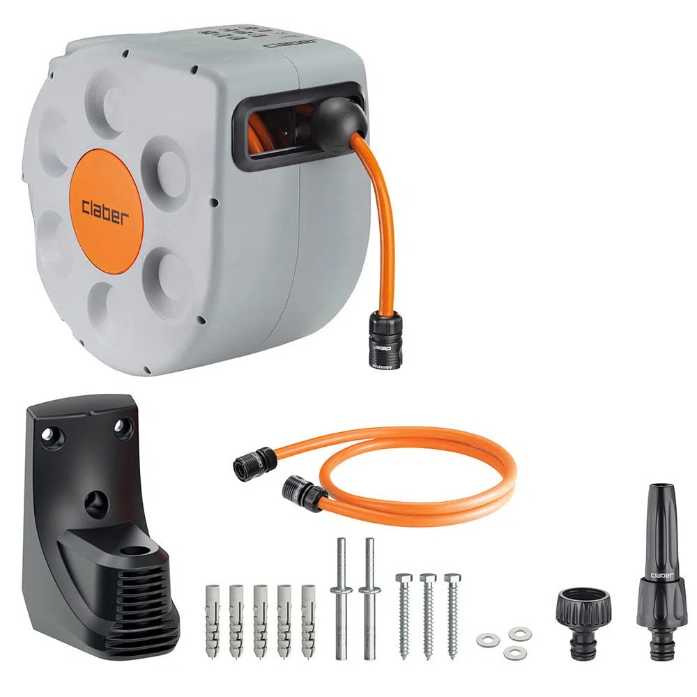 Claber Rotoroll Evolution 20m, Avvolgitubo automatico per installazione a parete dotato di slow rewind