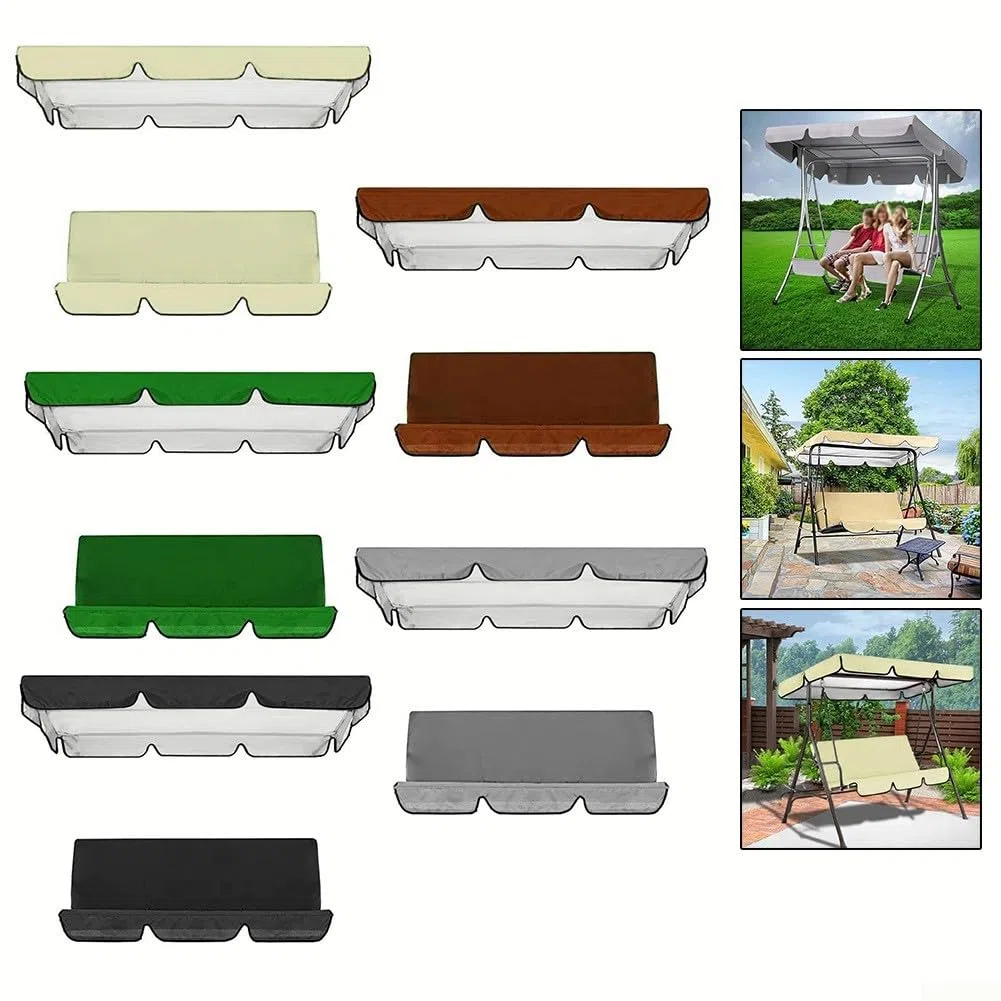 Copertura per dondolo a 3 posti, tessuto Oxford 210D, impermeabile, di ricambio, per mobili da giardino da esterno, accessori per mobili da giardino (grigio, 164 x 114 x 15 cm)