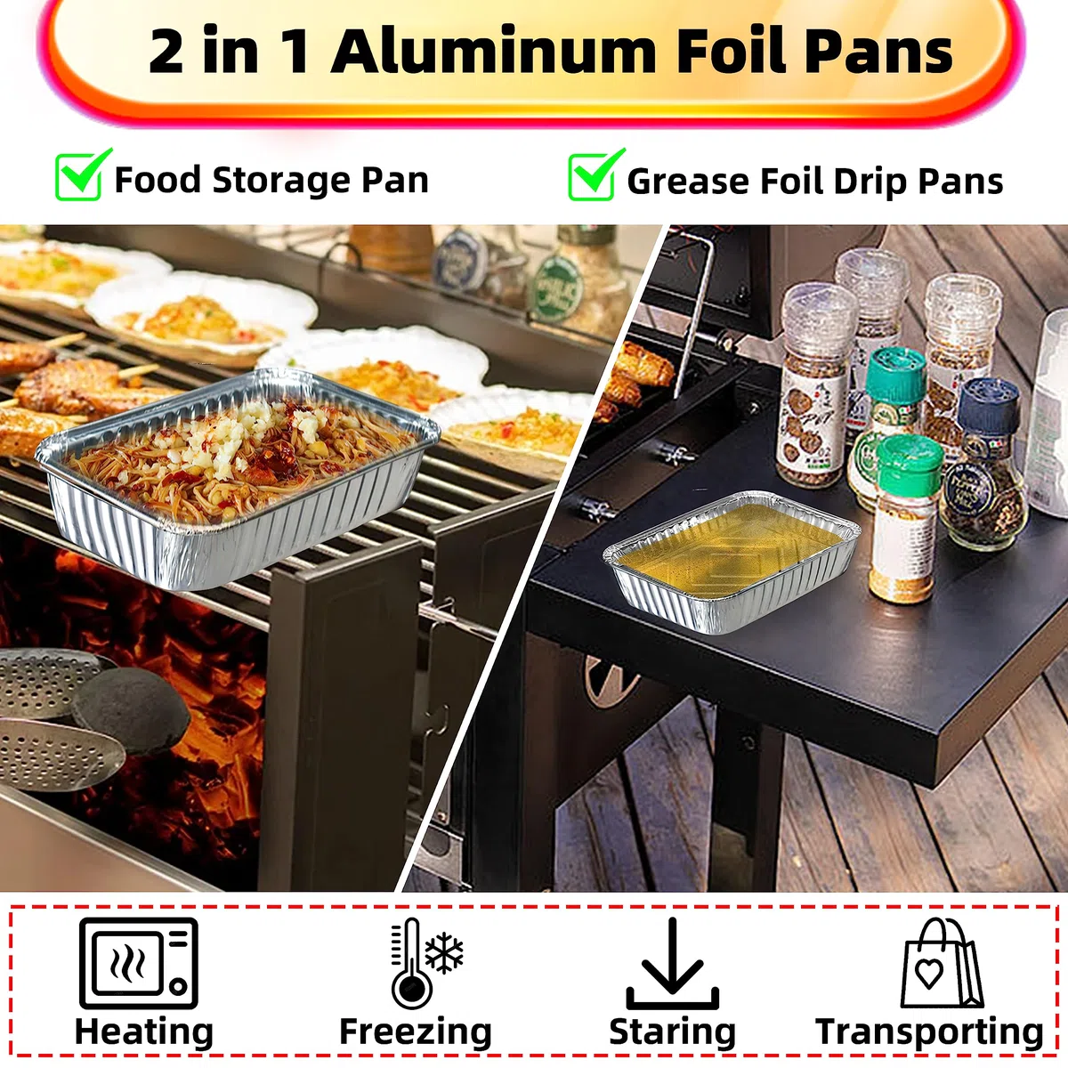 TOHONFOO Confezione da 20 fodere per padelle antigoccia per Ninja OG701 Woodfire Outdoor Grill & Smoker – Griglia in alluminio Grasso Vassoio – Coppa posteriore per accessori per piastra Ninja