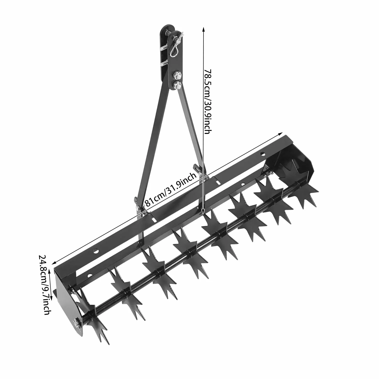 Ventilatore per prato, 8 punte per prato con attrezzi da giardino, traino e giardino, 81 x 24 x 78 cm