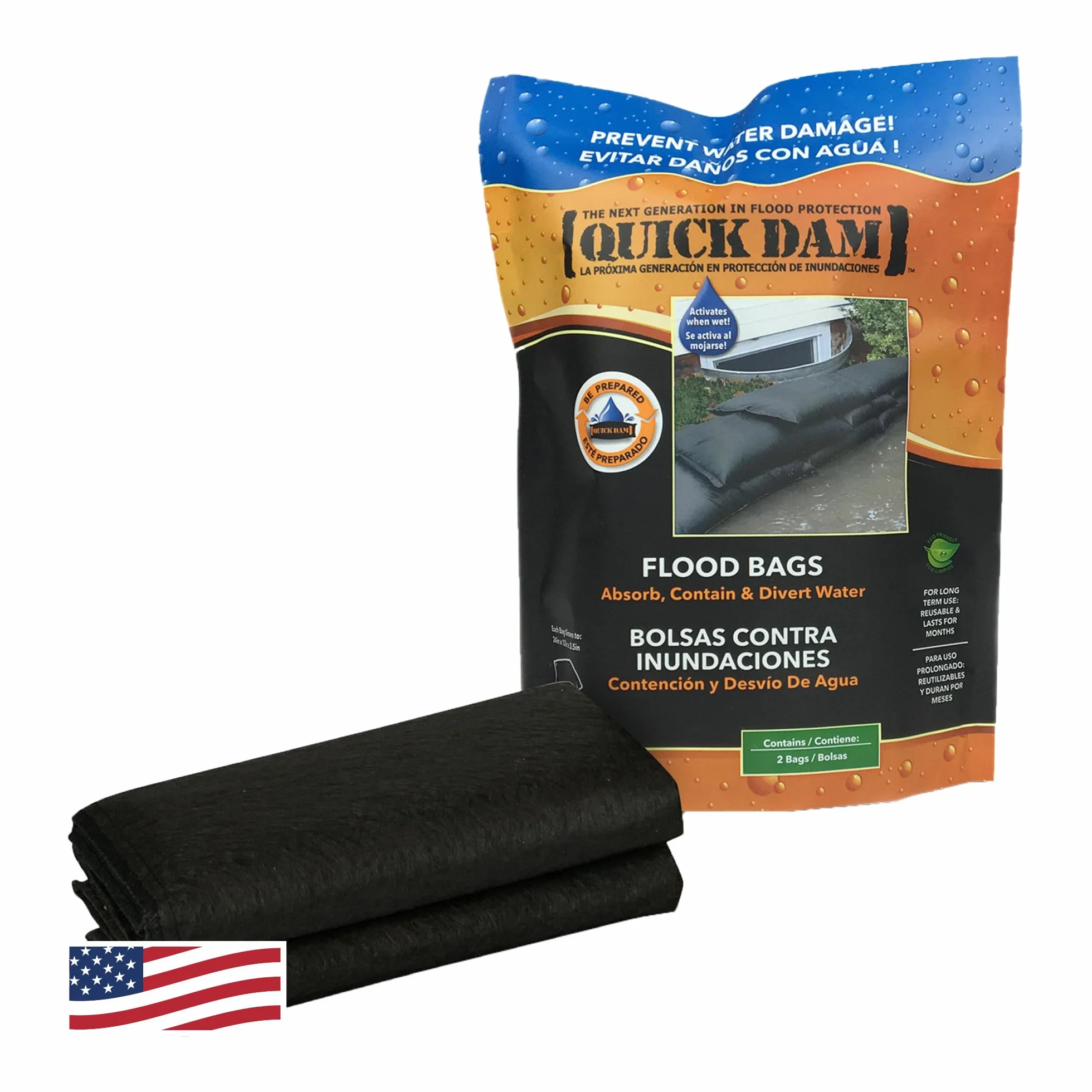 Quick Dam QD1224-2 - Sacchetti per inondazione attivati dall'acqua, confezione da 2, colore: nero