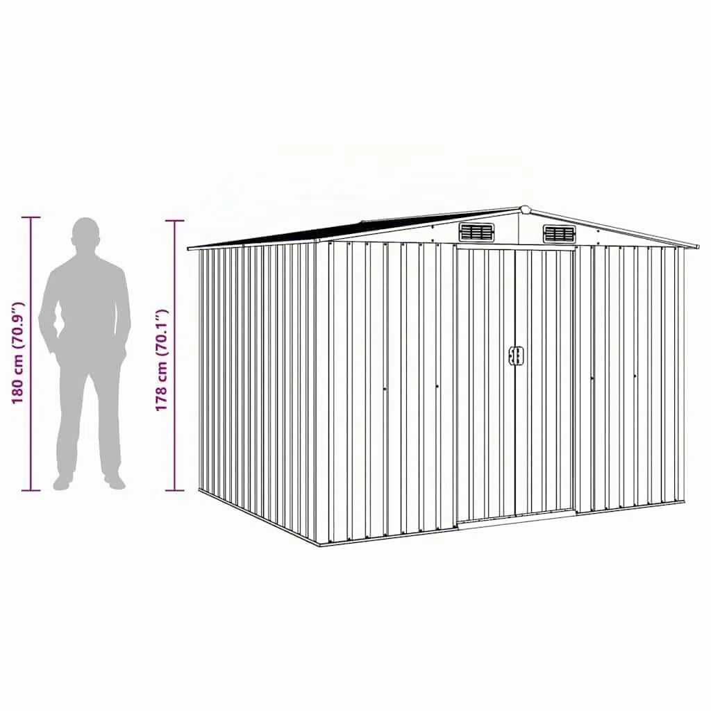 vidaXL Capanno per Attrezzi da Giardino Ventilato Ingresso a Scorrimento Robusto Casetta da Esterno Magazzino Antracite 257x205x178 cm in Acciaio