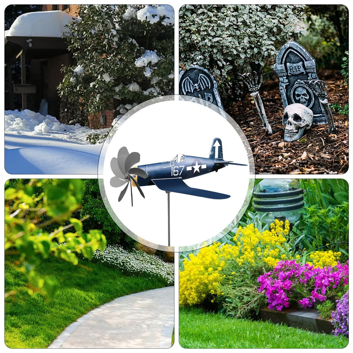 Generatore eolico – Decorazione da giardino – Mulino a per aeroplano, in acciaio inox resistente alle intemperie, per giardino, arte, balcone, cortile, prato, cortile, patio