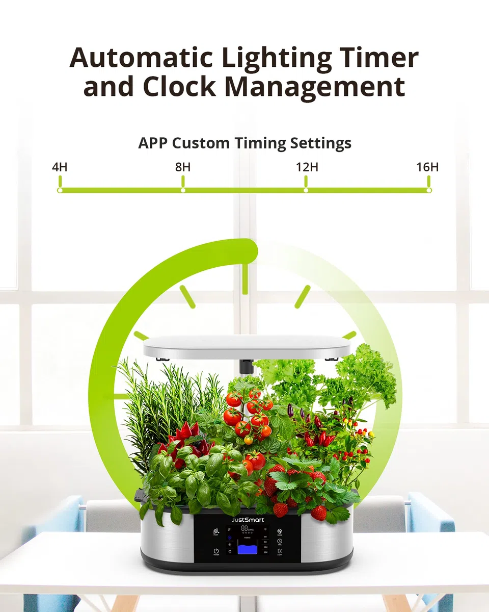 di Coltivazione idroponica, Smart WiFi Garden 12 Pods, 5 modalità di Illuminazione con Lampada LED per Piante da 30 W, per Interni di Erbe aromatiche, 76 cm, Altezza Regolabile