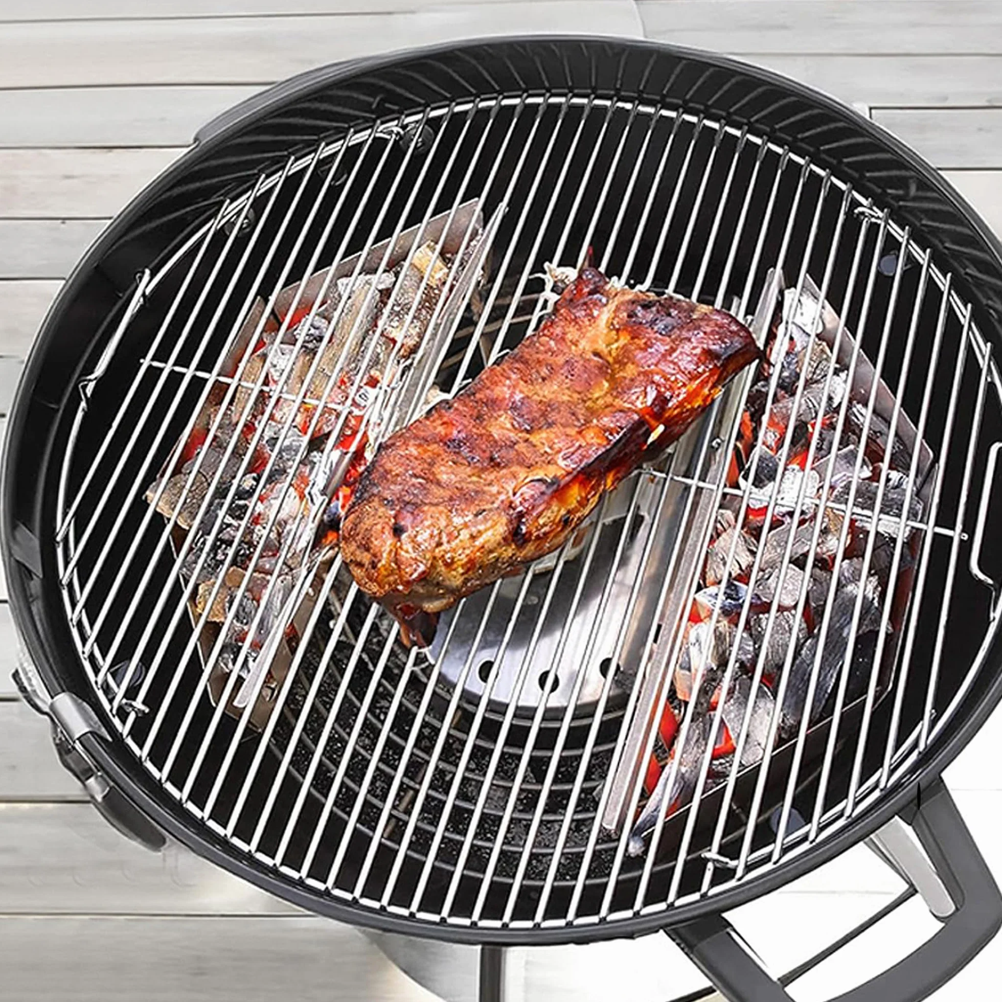 Cestino per Carbonella da Barbecue in Acciaio Inox BBQ Charcoal Basket, Pezzi per un Calore Uniforme Nella Griglia Del Bollitore, Cestino Di Carbone, Facile Da Pulire e Sovrappostibile