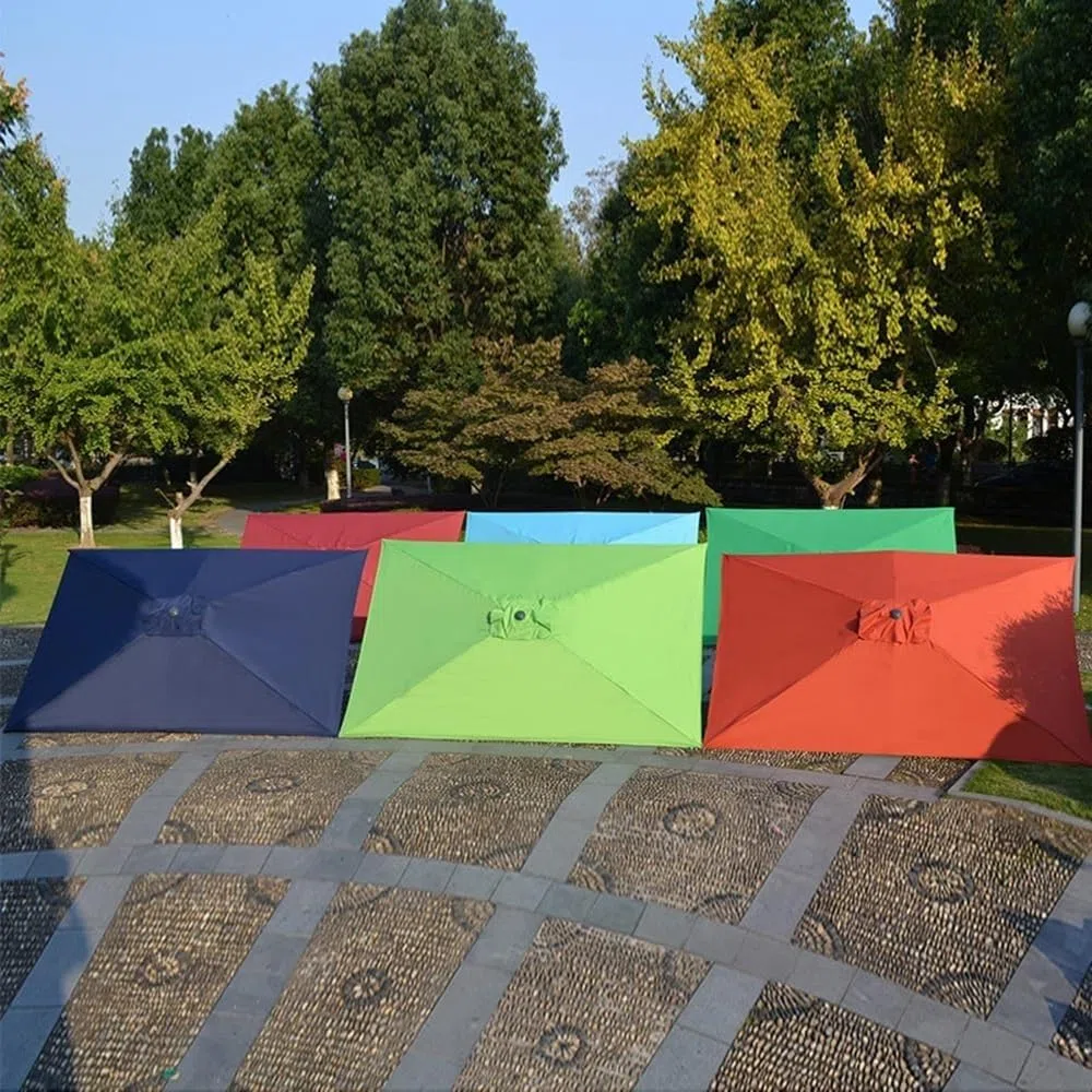 Telo Di Ricambio Ombrellone Da Esterno Copertura Di Ombrellone Rettangolare 2x3.0 Metri 6 Stecche Per Giardino Piscina Spiaggia