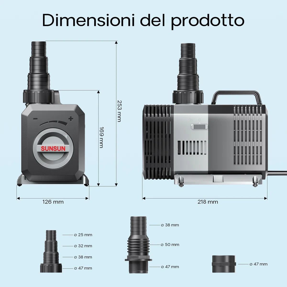 SunSun Pompa da laghetto CTP-14000 SuperECO 14000l/h 120W per circolazione e filtrazione acqua, senza valvola di regolazione del flusso