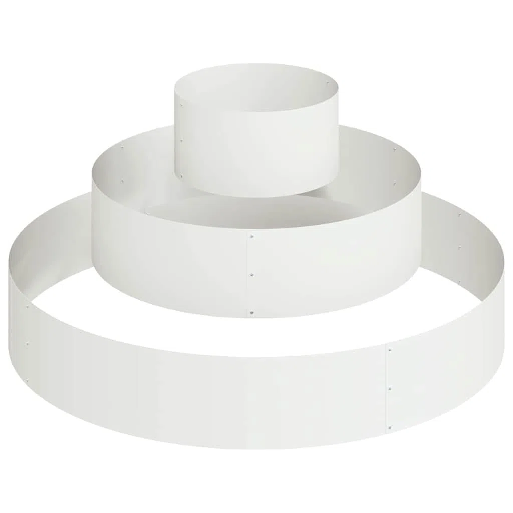 Aiuola rialzata rotonda in acciaio, 120 x 120 x 20 cm, vaso per piante, bianco, da giardino | Robusto vaso rotondo in acciaio laminato a freddo per terrazza e giardino, ideale per erbe e fiori.