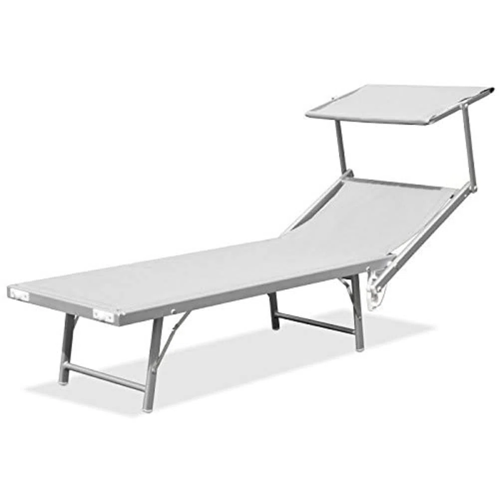 Linea Garden Friend Lettino Mare Ibiza in Textilene 580 Gr/M² Colore Bianco, 183 x 61 x 38 cm