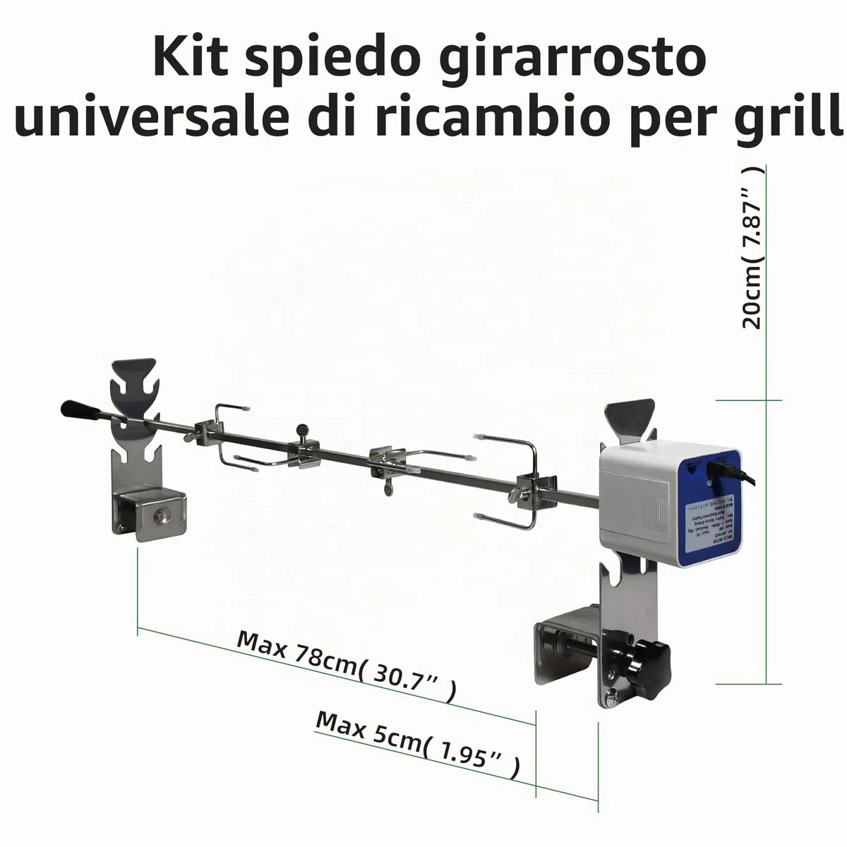 Kit girarrosto Sostituzione Universale 5078a Installazione Rapida Portatile Spiedo Grill Campeggio All'aperto Barbecue Tre Altezze Lunghezza Regolabile Strumento di Cottura Accessori per Girarrosto