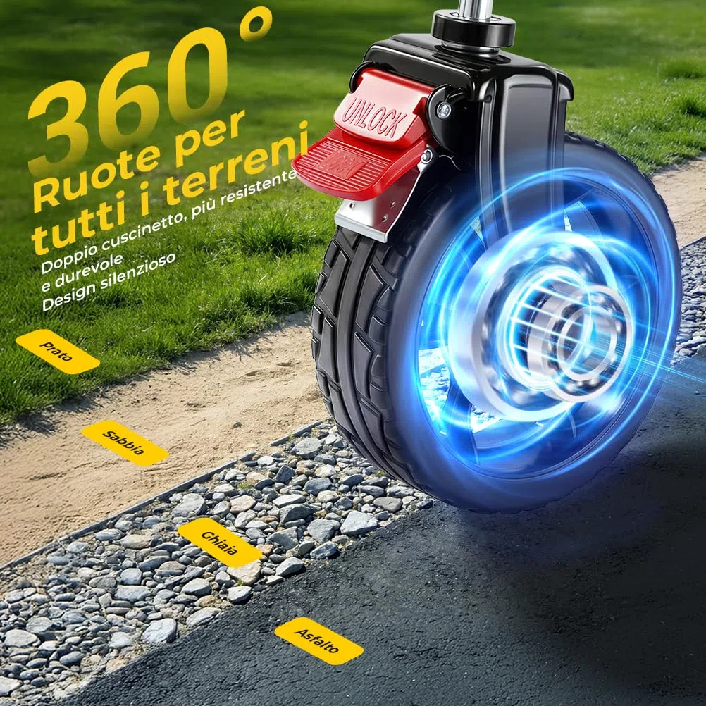 Carrello Pieghevole 300L, 230kg, Ruote Frenate | Maniglia a Rimbalzo, 2 Portabevande, per Spiaggia, Campeggio e Giardino