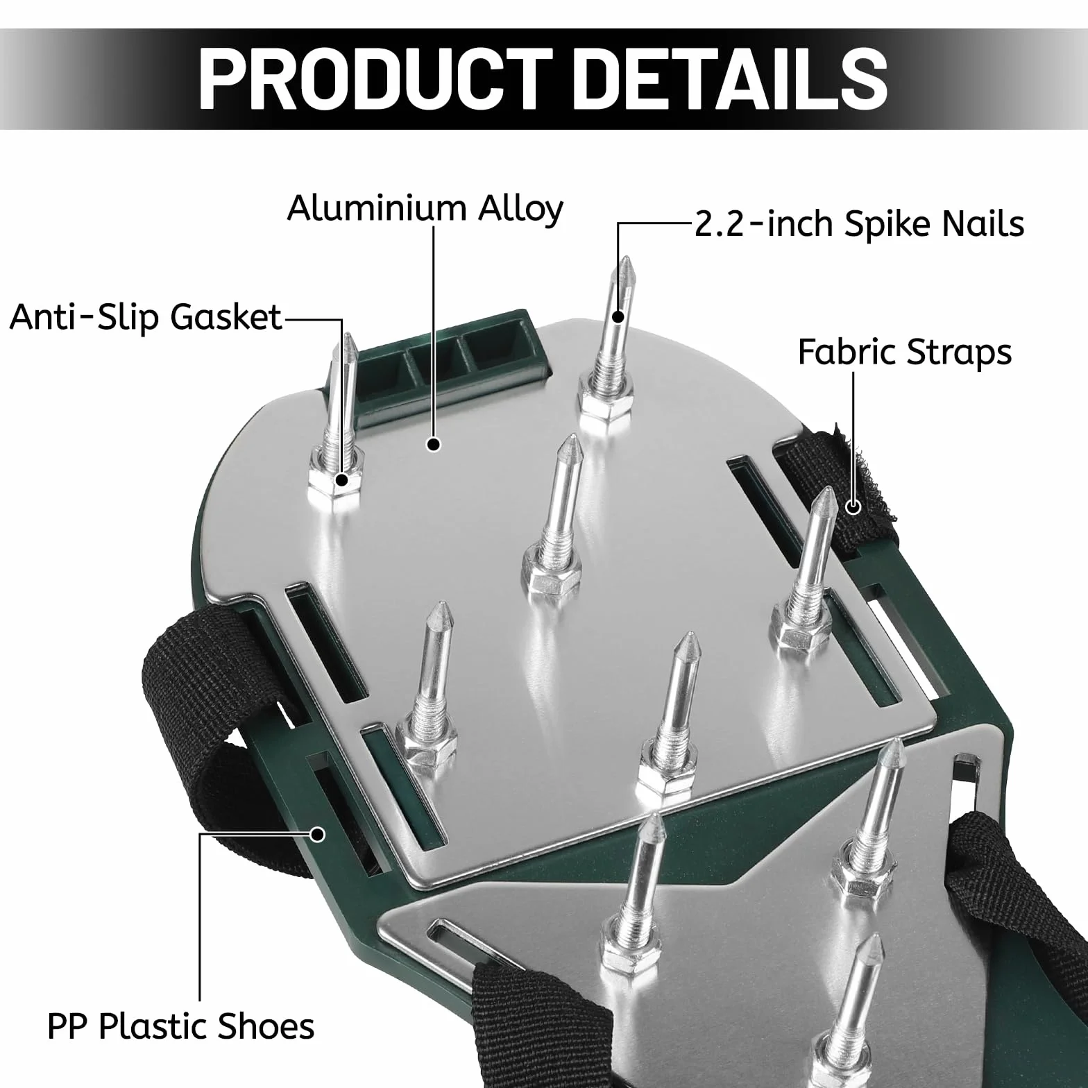 LALAGO 1 Coppia Arieggiatore Prato Scarpe Chiodate Verde, Sandalo Livellatore per Ventilator con Velcro e Spatola, Scarificatore Arieggiatore Manuale, Scarpe per Arieggiare per Cortile Giardino