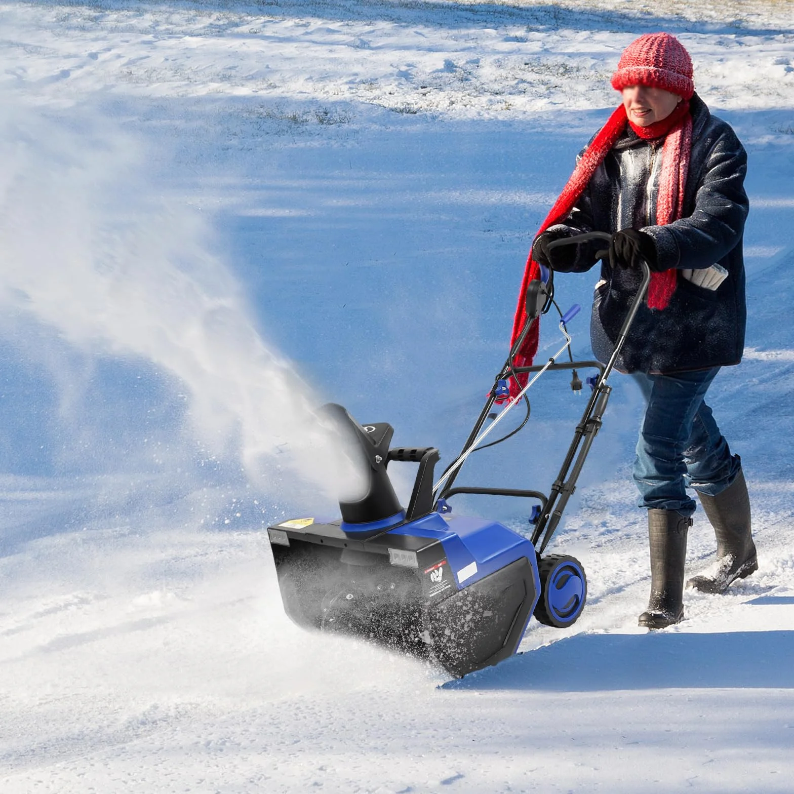 Spazzaneve elettrico per giardino, pulizia invernale, 1800 W, 3500 giri/min, 32 cm, larghezza 8 m, distanza di lancio, adatto per strade, giardini e parchi giochi (2400 W)