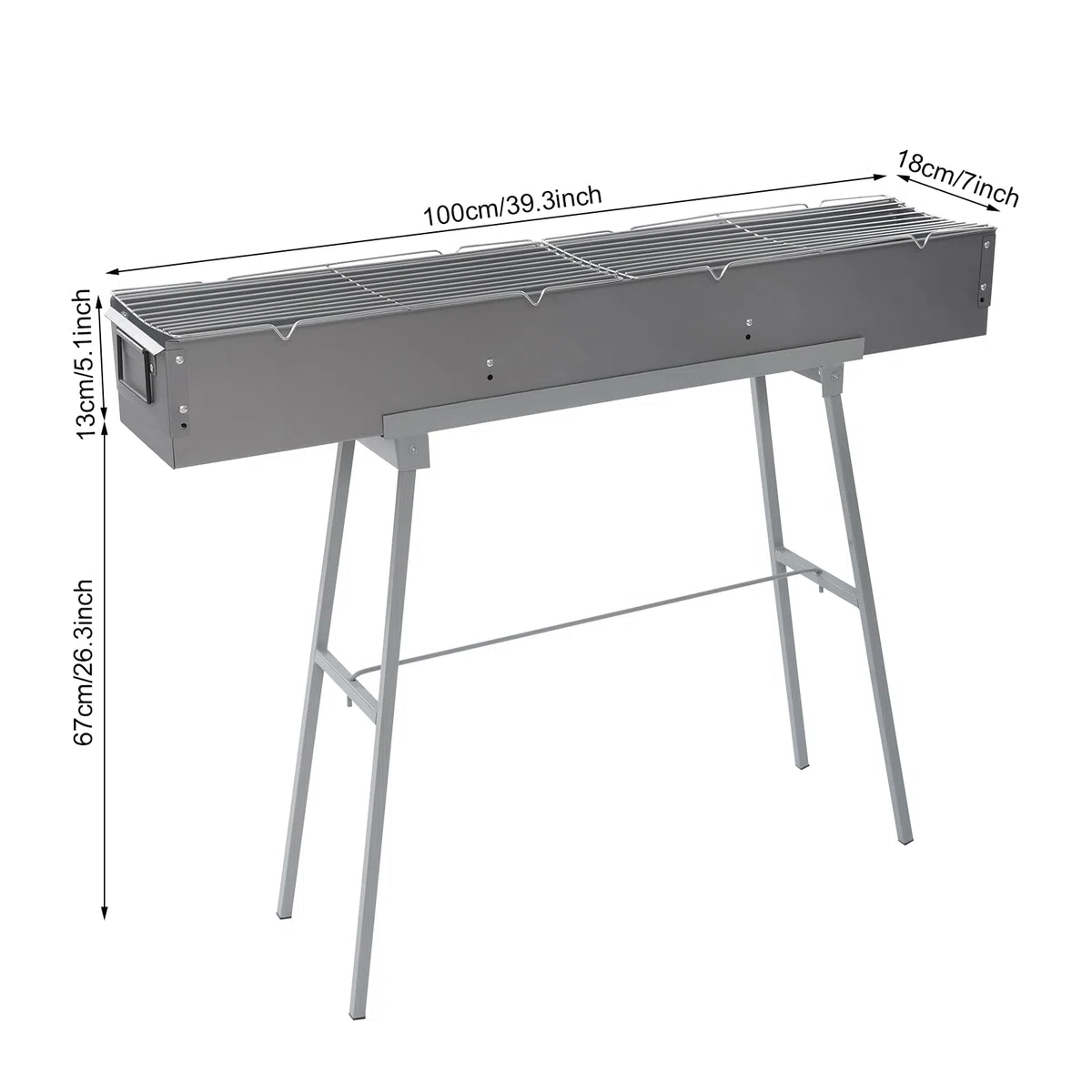 Barbecue a carbonella, da campeggio, a carbone, 100 x 18 x 80 cm, portatile, pieghevole, per esterni, terrazza, campeggio, barbecue