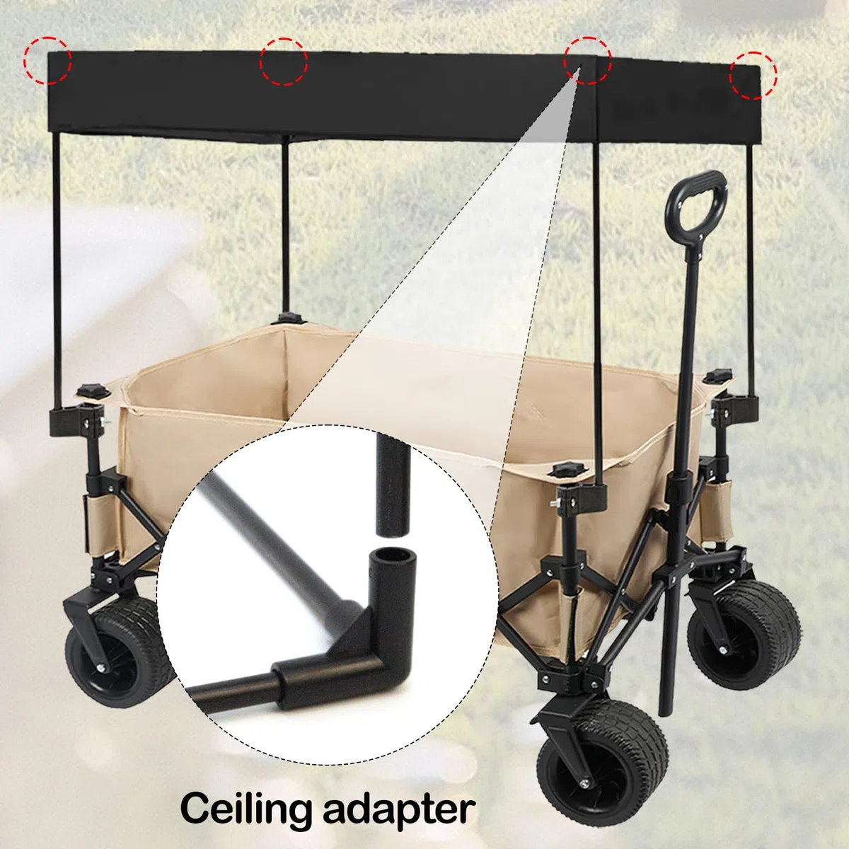 Tetto Per Carretti A Mano, Copertura Antipioggia Per Carretti A Mano, Per Carretti A Mano Pieghevoli A Quattro Lati, Tendalino Rimovibile, Antisole Accessori Da Campeggio Per Carretti A Mano