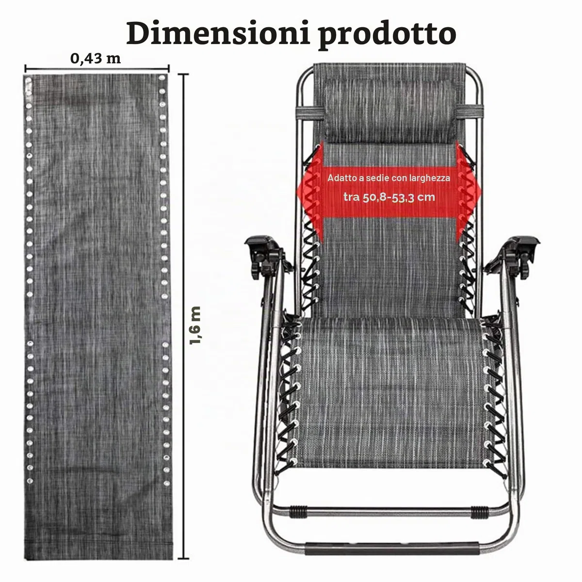 Telo di ricambio per lettino prendisole traspirante in tessuto spazzolato per giardino spiaggia patio