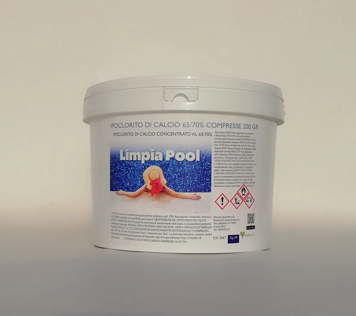 Limpia Pool 10 kg ipoclorito di calcio pastiglie 200gr. compresse pastiglioni per Acqua piscina