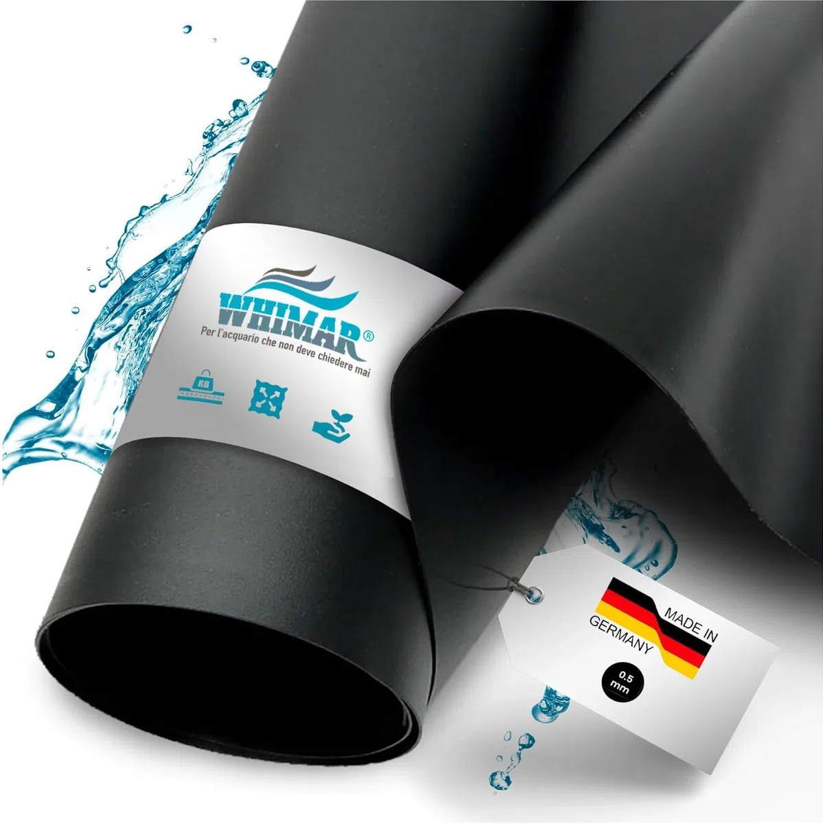 Telo per Laghetto o stagno in PVC Nero Realizzato con rinforzo interno, Atossico, Flessibile, Resistente al gelo e Stabilizzato UV Spessore mm0,5 - Made in Germany - Varie misure (2x2 m - 0,5 mm)