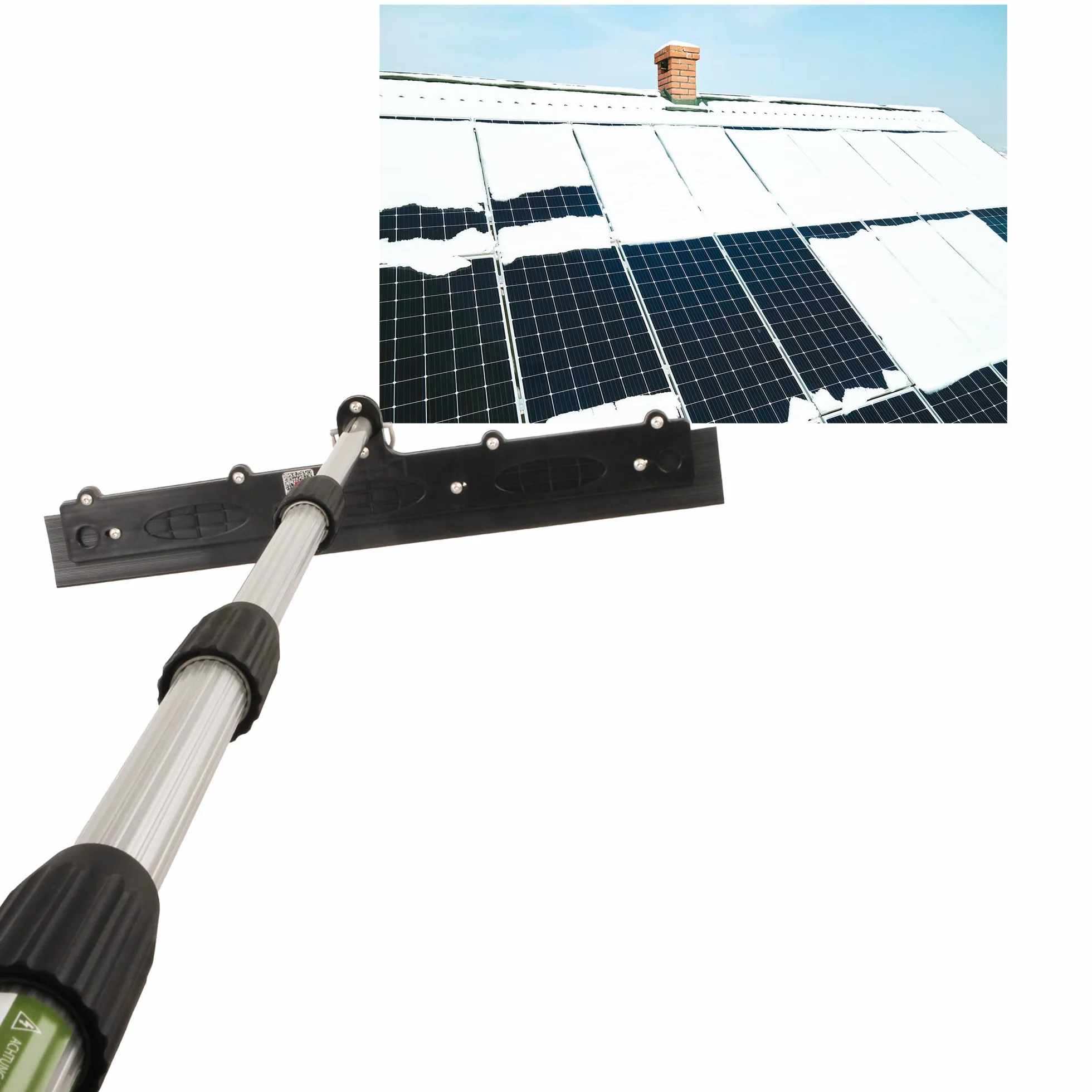 Pala da Neve Fotovoltaica 54cm, Spazzola Neve per Pannelli Solari | Pala in plastica X-Fest per impianti fotovoltaici, bordo in gomma antigraffio, resistente a -40 gradi, attacco universale