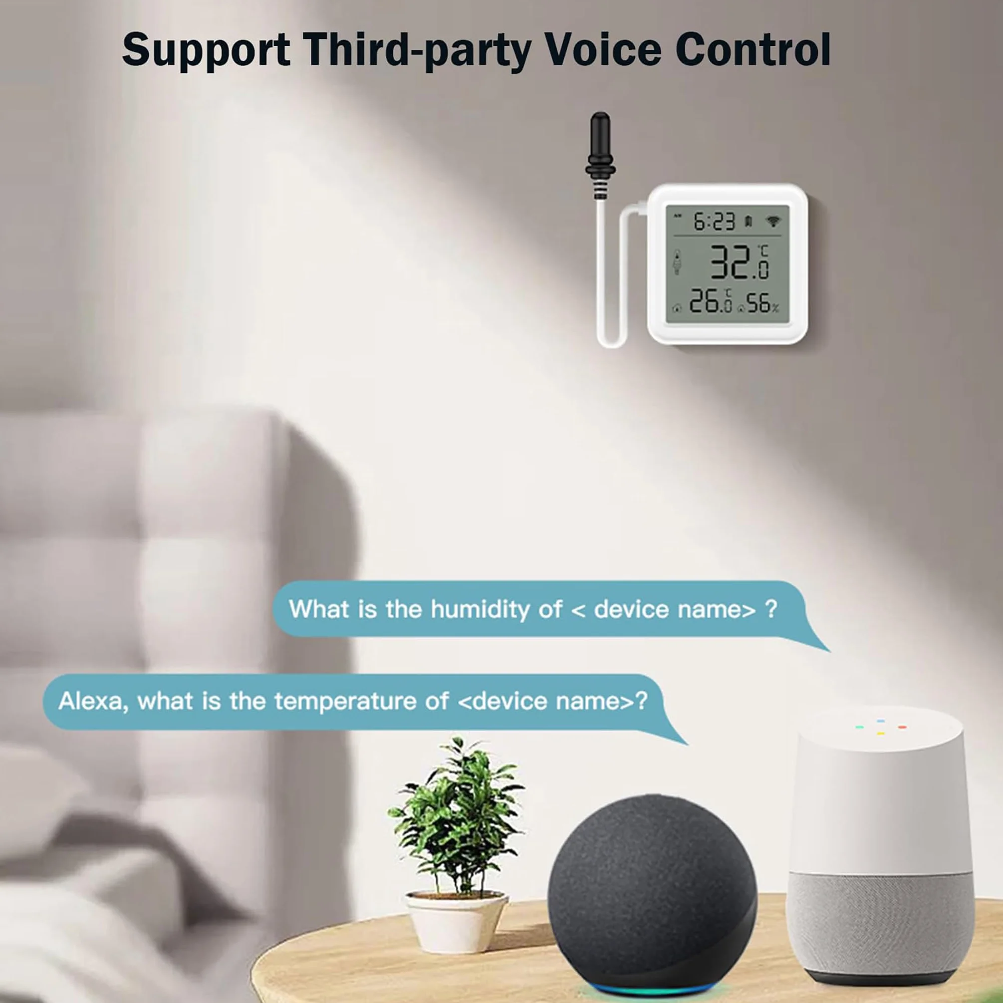 Sensore di temperatura e umidità wireless per interni ed esterni con sonda esterna (versione indipendente con sonda esterna)
