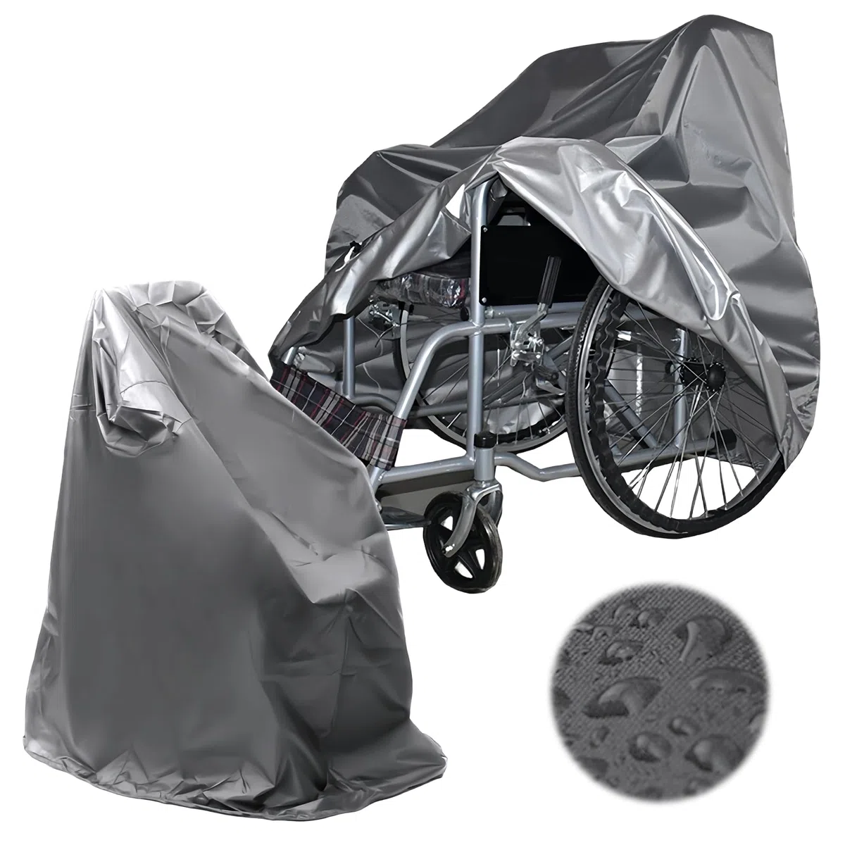 Telo protettivo impermeabile per sedia a rotelle, protezione solare, antipioggia, per sedia a rotelle, tessuto Oxford, grigio, 115 x 65 x 120 cm