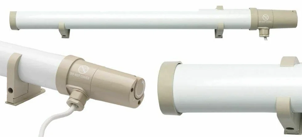 Dimplex ECOT2FT - Riscaldatore tubolare da 0,8 m con termostato integrato, staffe di montaggio incluse, bianco/grigio