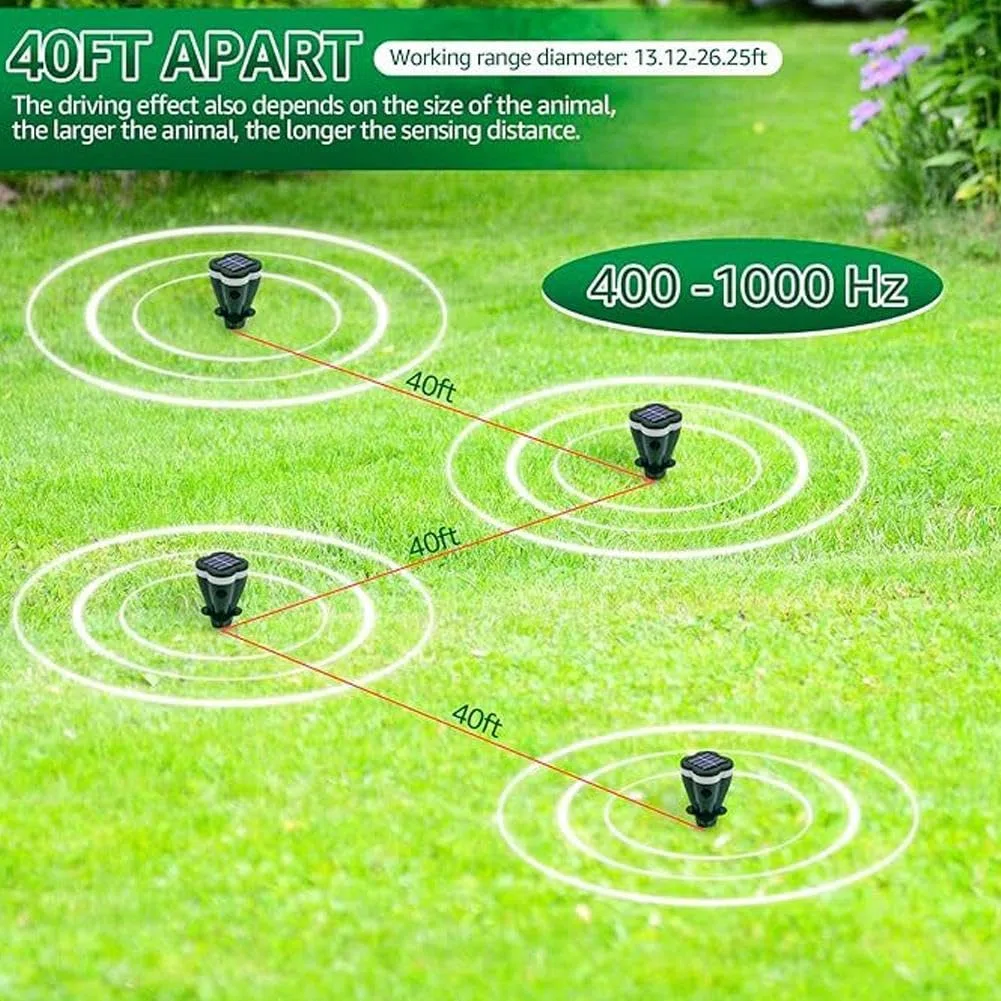 Pali ad ultrasuoni ad energia solare per prato, asta vibrante con design filettato, dispositivo impermeabile per animali da esterno per talpa, arvicola, gopher, serpente, puzzola, marmotta, protezione